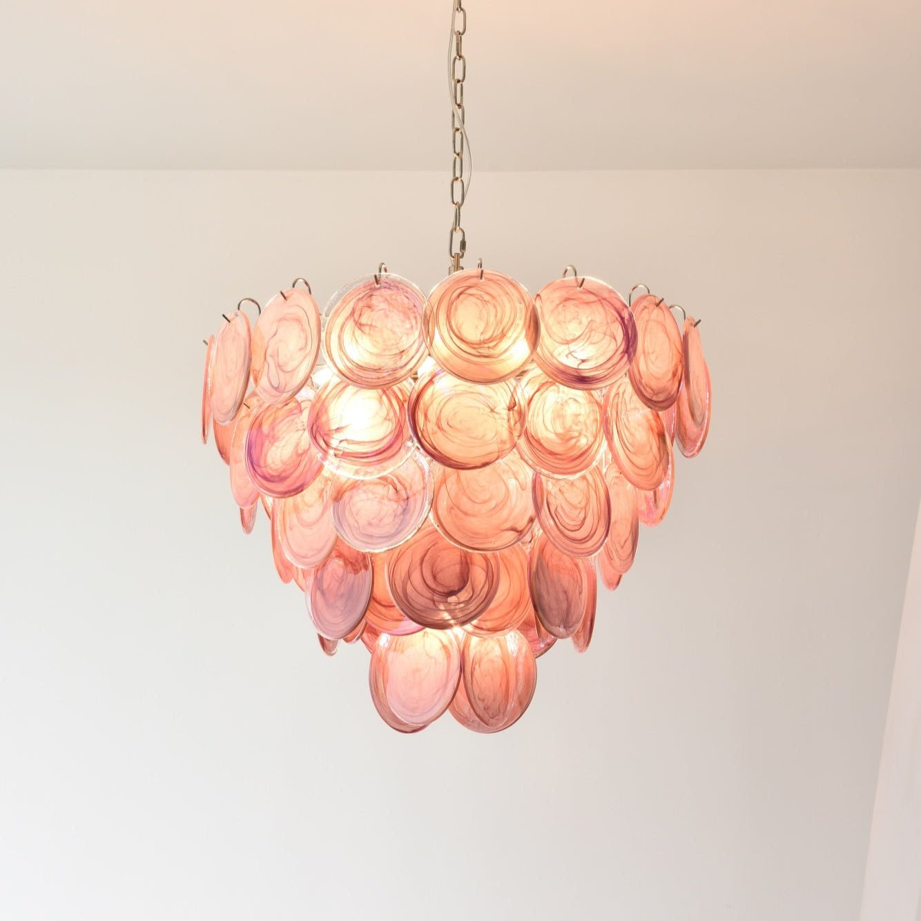 Aurora Chandelier Pink Murano Disc Layered - Neutralighting