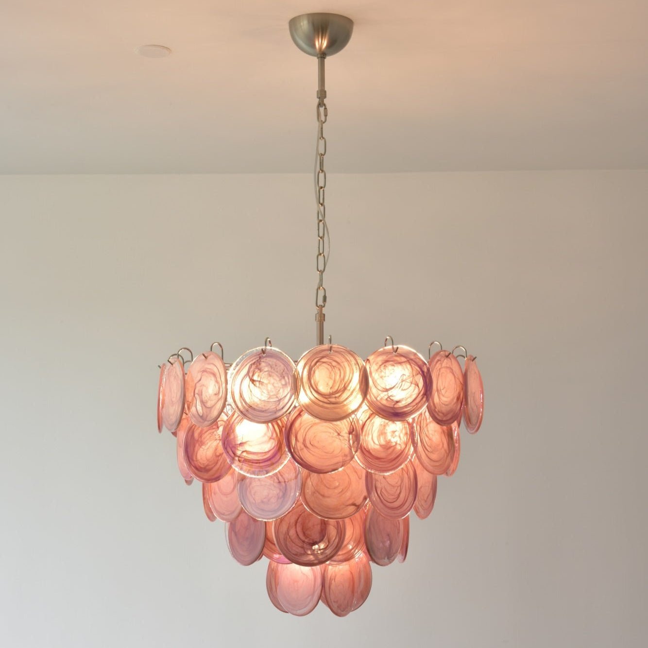 Aurora Chandelier Pink Murano Disc Layered - Neutralighting