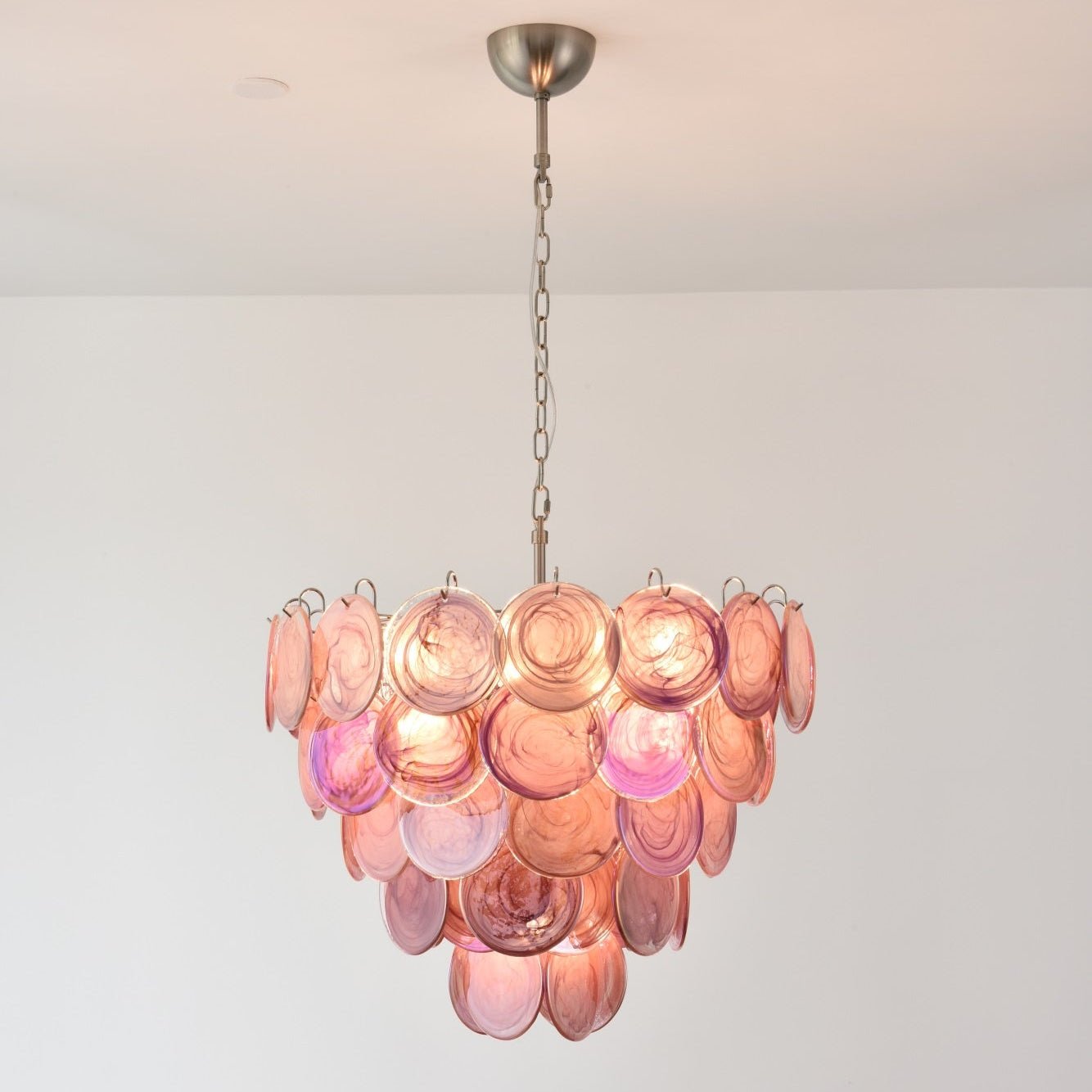 Aurora Chandelier Pink Murano Disc Layered - Neutralighting