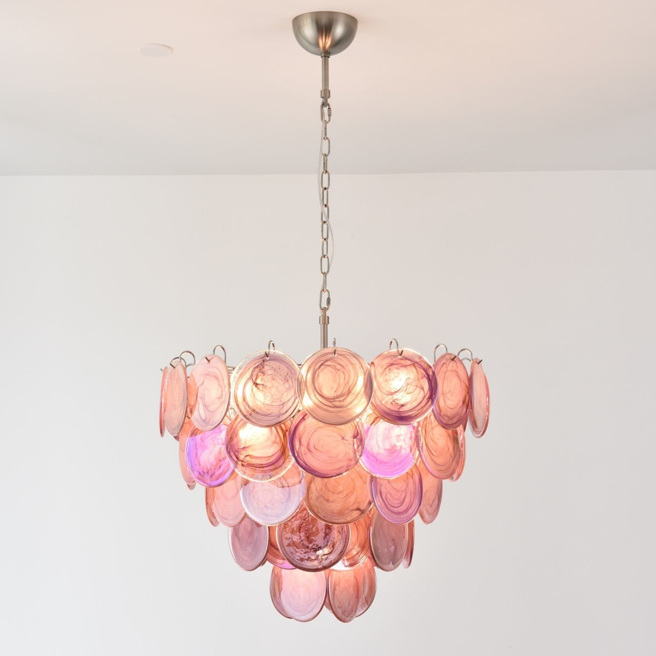 Aurora Chandelier Pink Murano Disc Layered - Neutralighting