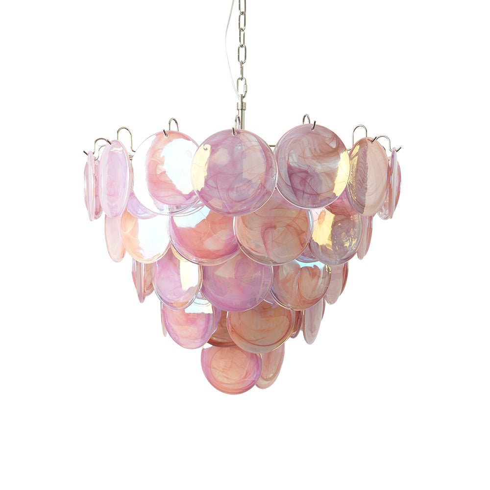 Aurora Chandelier Pink Murano Disc Layered - Neutralighting