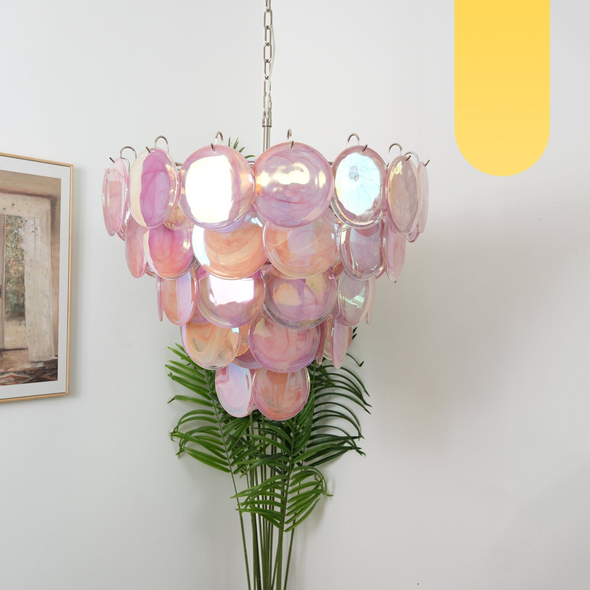 Aurora Chandelier Pink Murano Disc Layered - Neutralighting