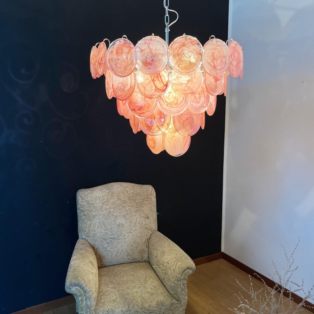 Aurora Chandelier Pink Murano Disc Layered - Neutralighting