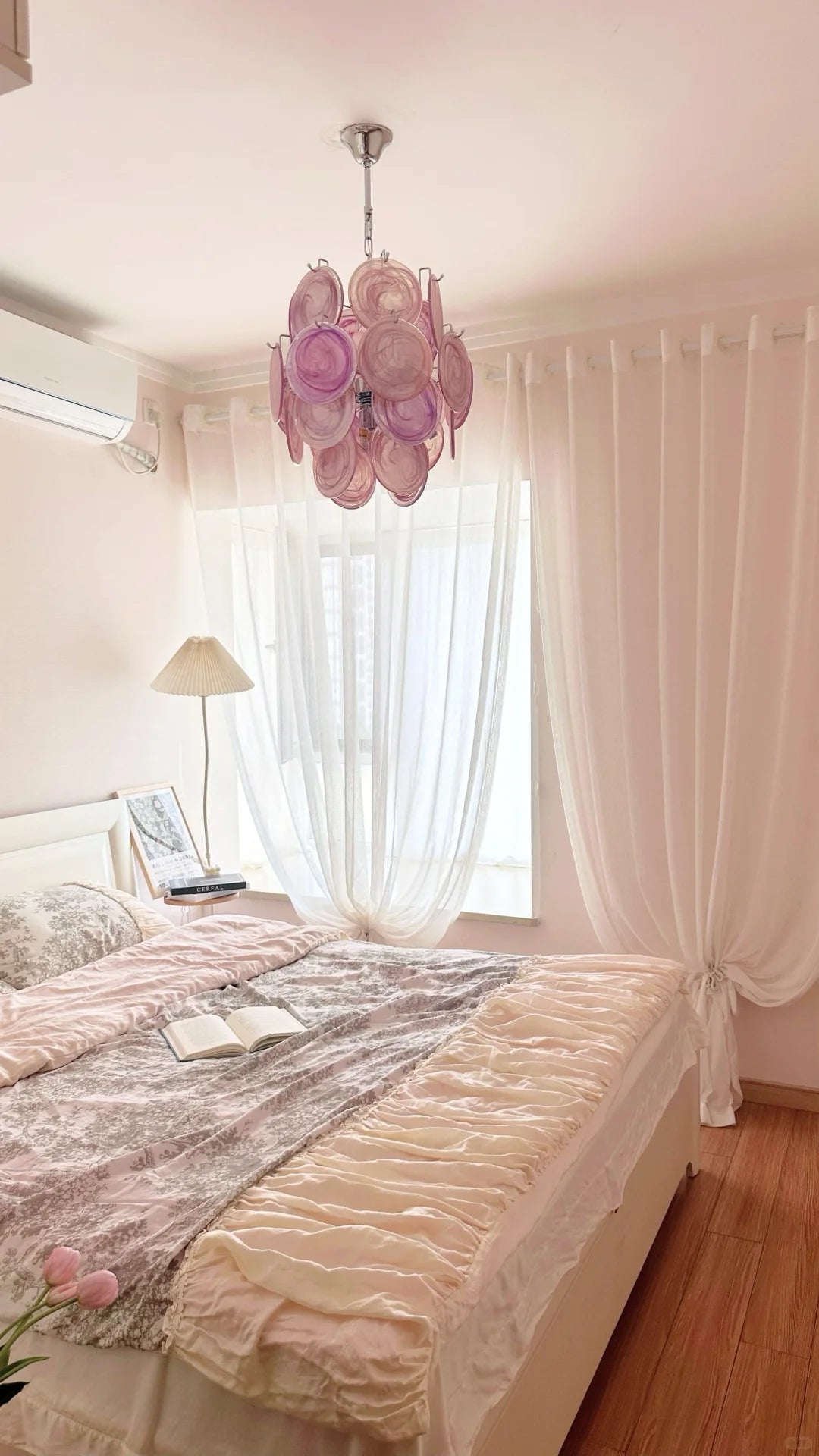 Aurora Chandelier Pink Murano Glass Disc Vintage Charm - Neutralighting