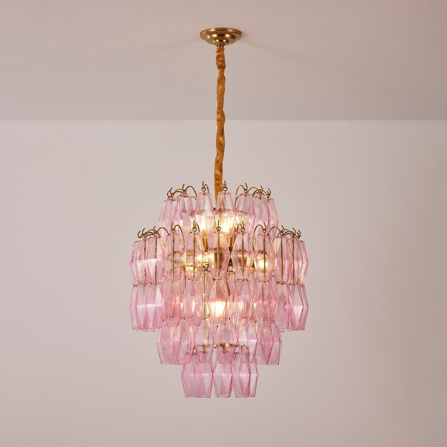 Aurora Chandelier Pink Murano Glass Layered Glam - Neutralighting
