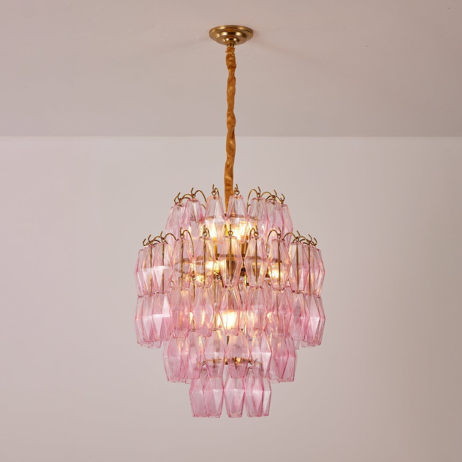 Aurora Chandelier Pink Murano Glass Layered Glam - Neutralighting