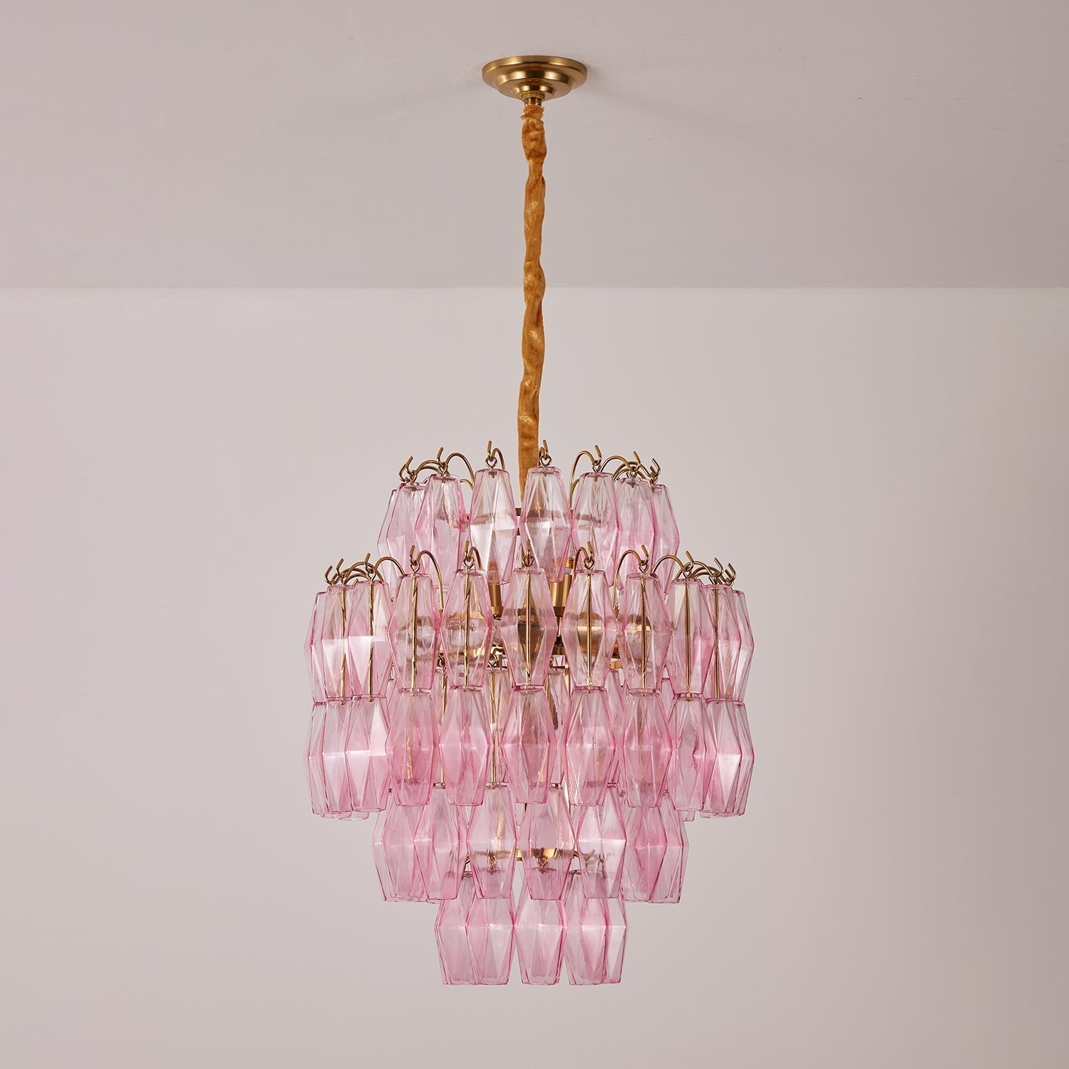 Aurora Chandelier Pink Murano Glass Layered Glam - Neutralighting