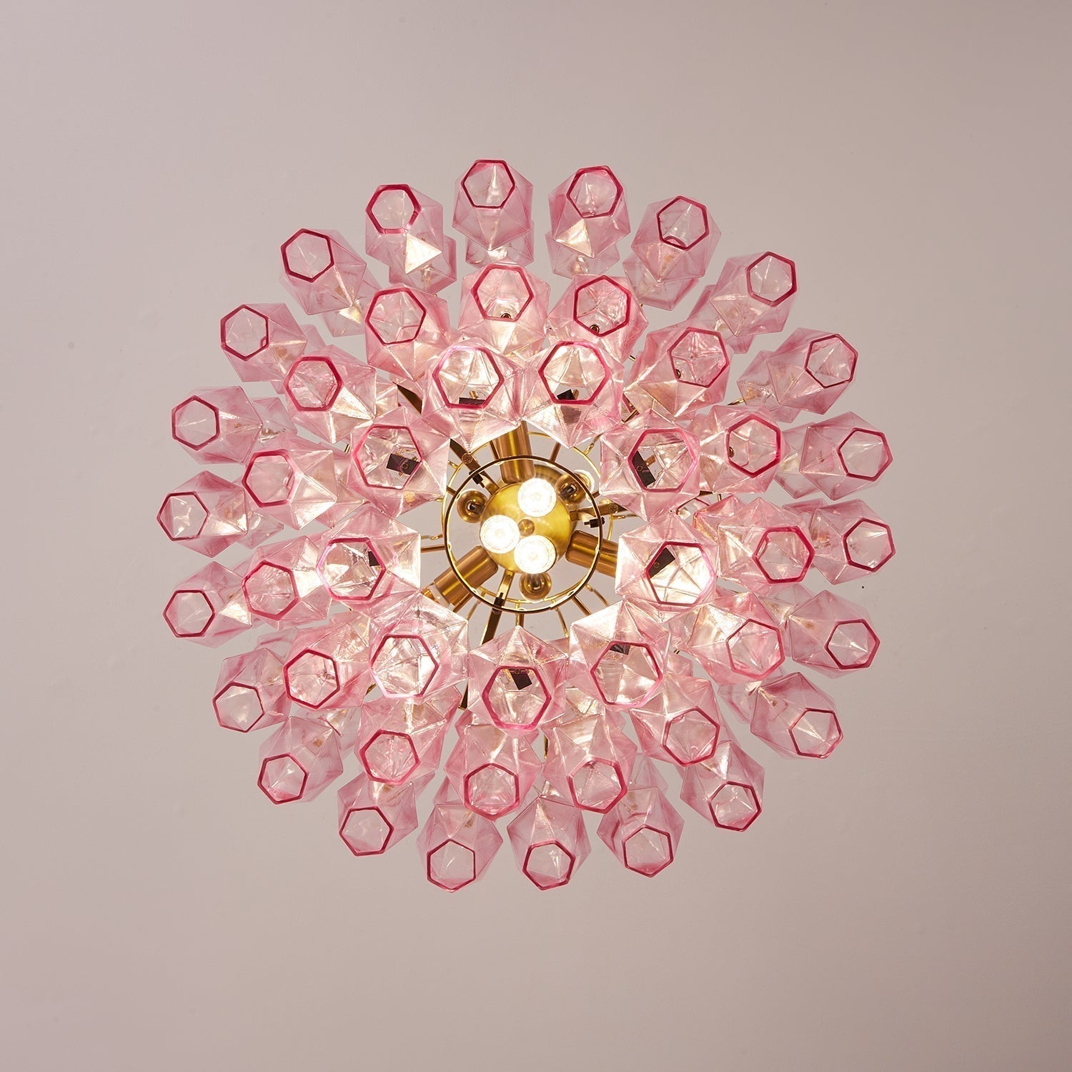 Aurora Chandelier Pink Murano Glass Layered Glam - Neutralighting