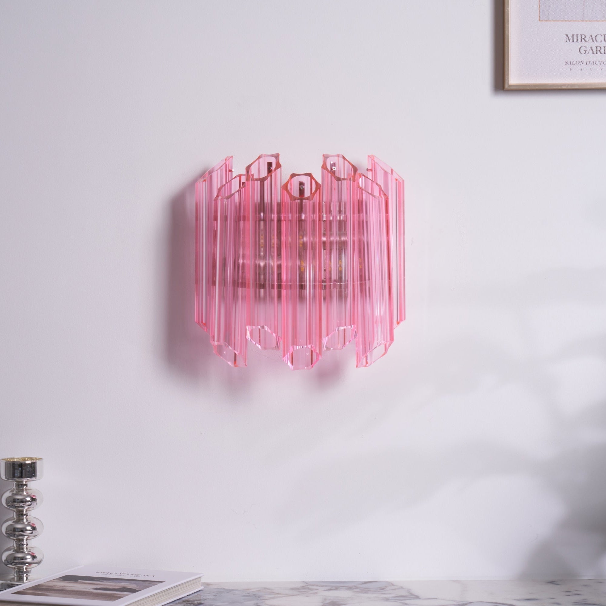 Aurora Wall Lamp Pink Murano Glass Tube - Blowlighting