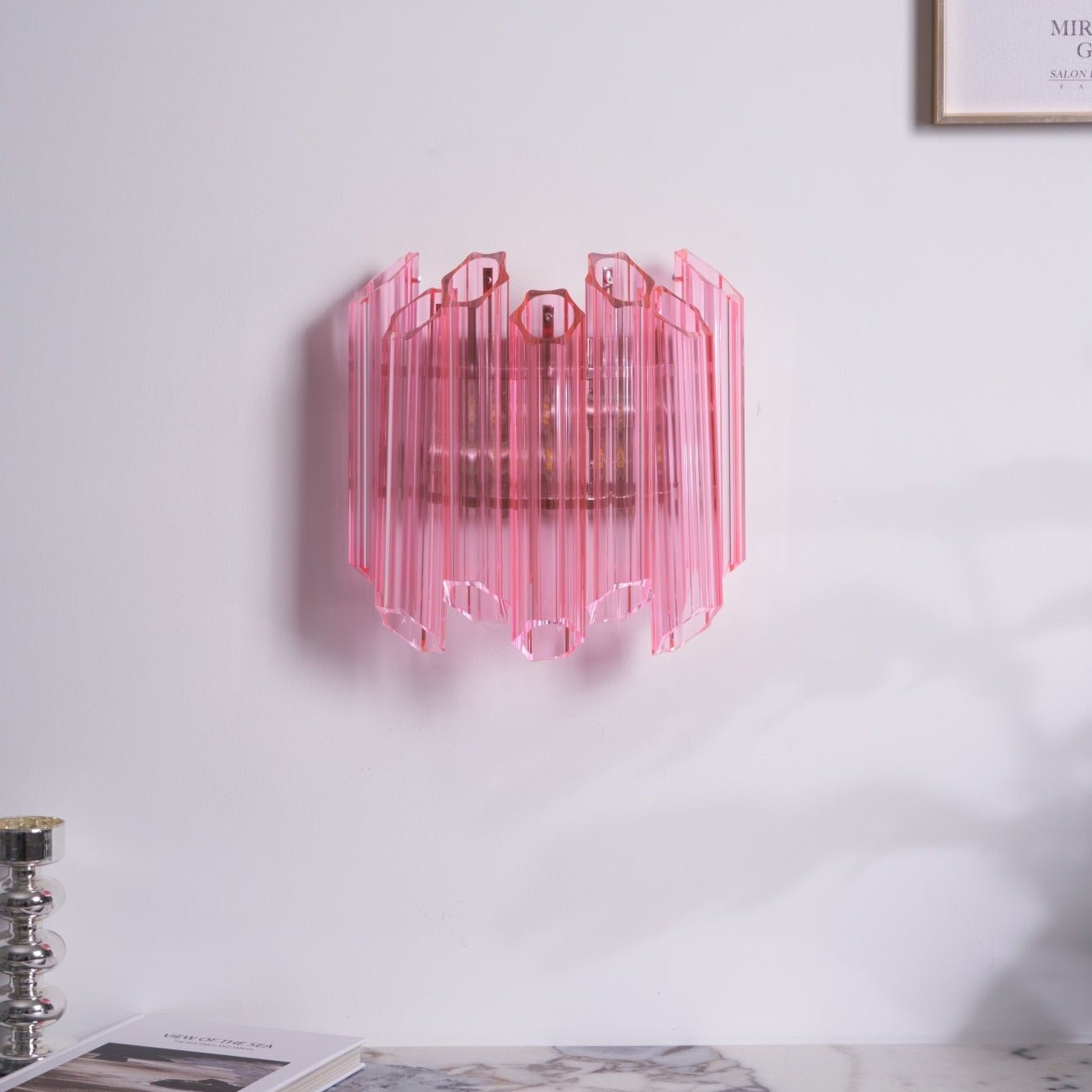 Aurora Wall Lamp Pink Murano Glass Tube - Blowlighting