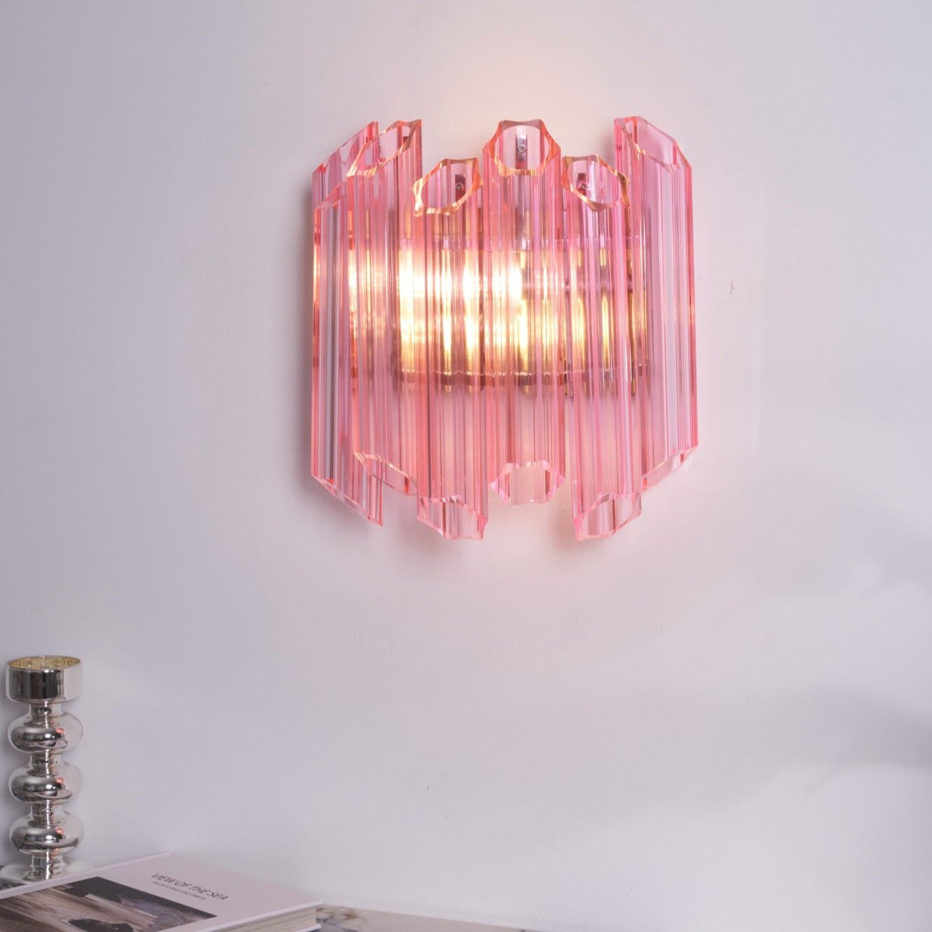 Aurora Wall Lamp Pink Murano Glass Tube - Blowlighting