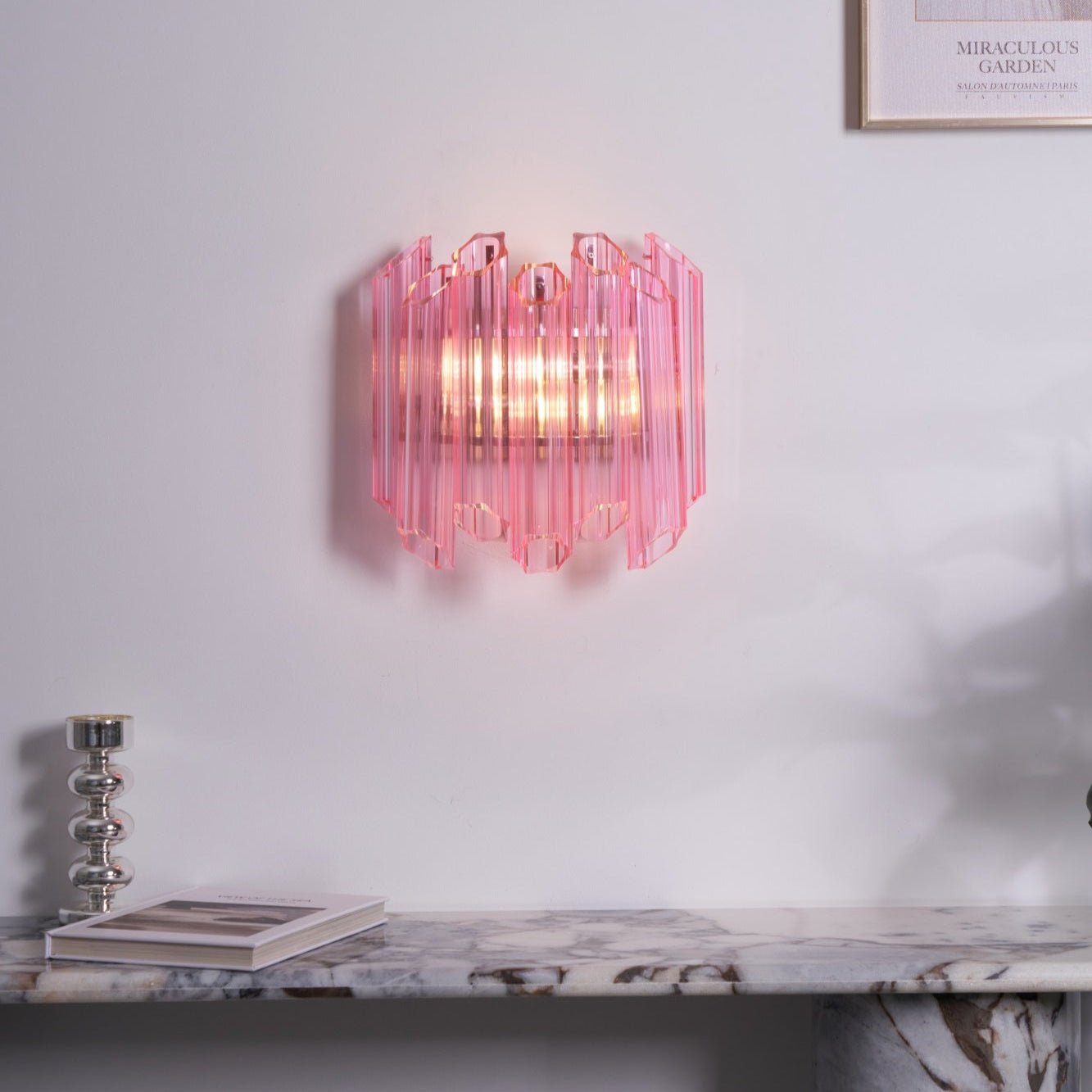 Aurora Wall Lamp Pink Murano Glass Tube - Blowlighting