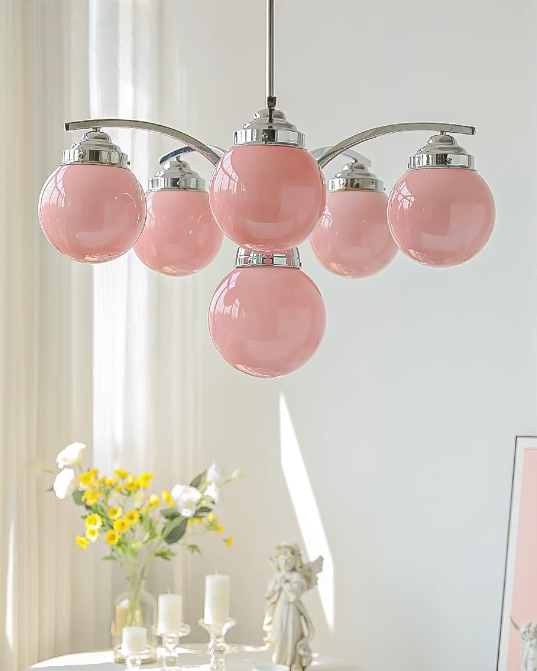 Lustra Eleganter Kronleuchter aus Rosa Glas-Letslighting