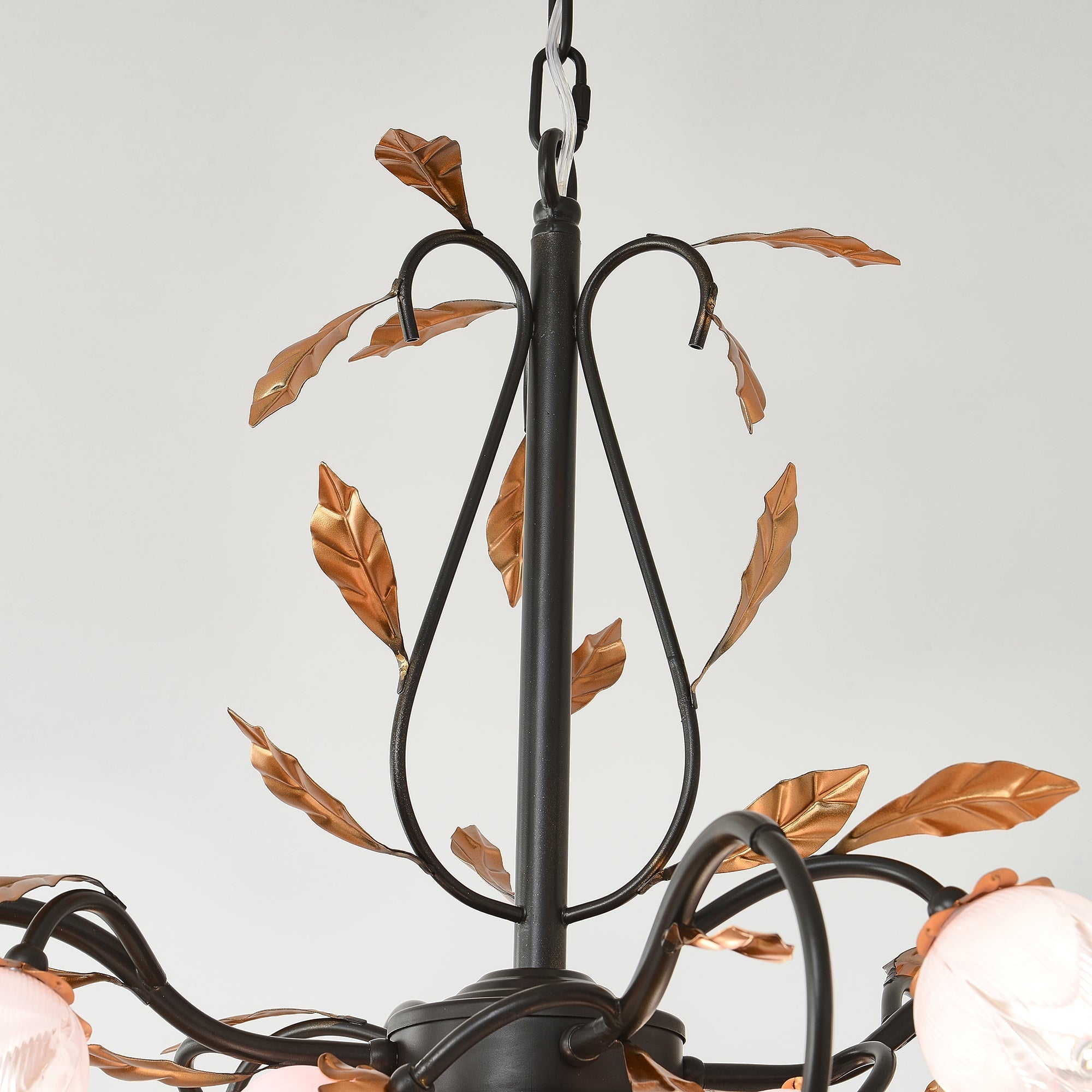 Avelora Vintage Industrieller Tulpen-Kronleuchter Pinkes Glas-Letslighting