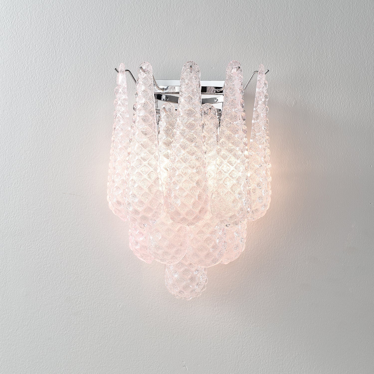 Aurora Wall Sconce Pink Waffle Glass Modern - Neutralighting