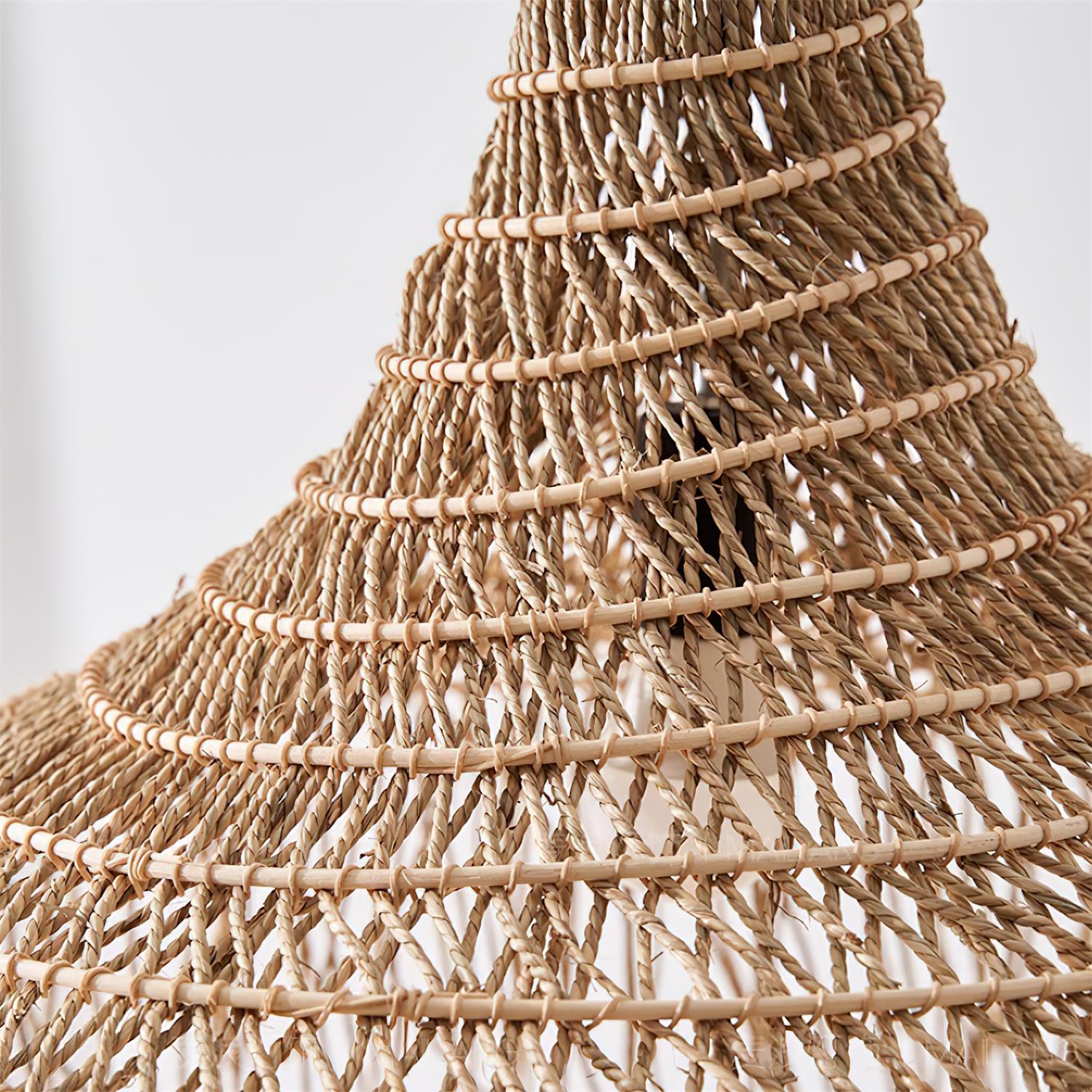 Pendelleuchte Rattan Schirm Metallrahmen Bohemian Natur-Letslighting