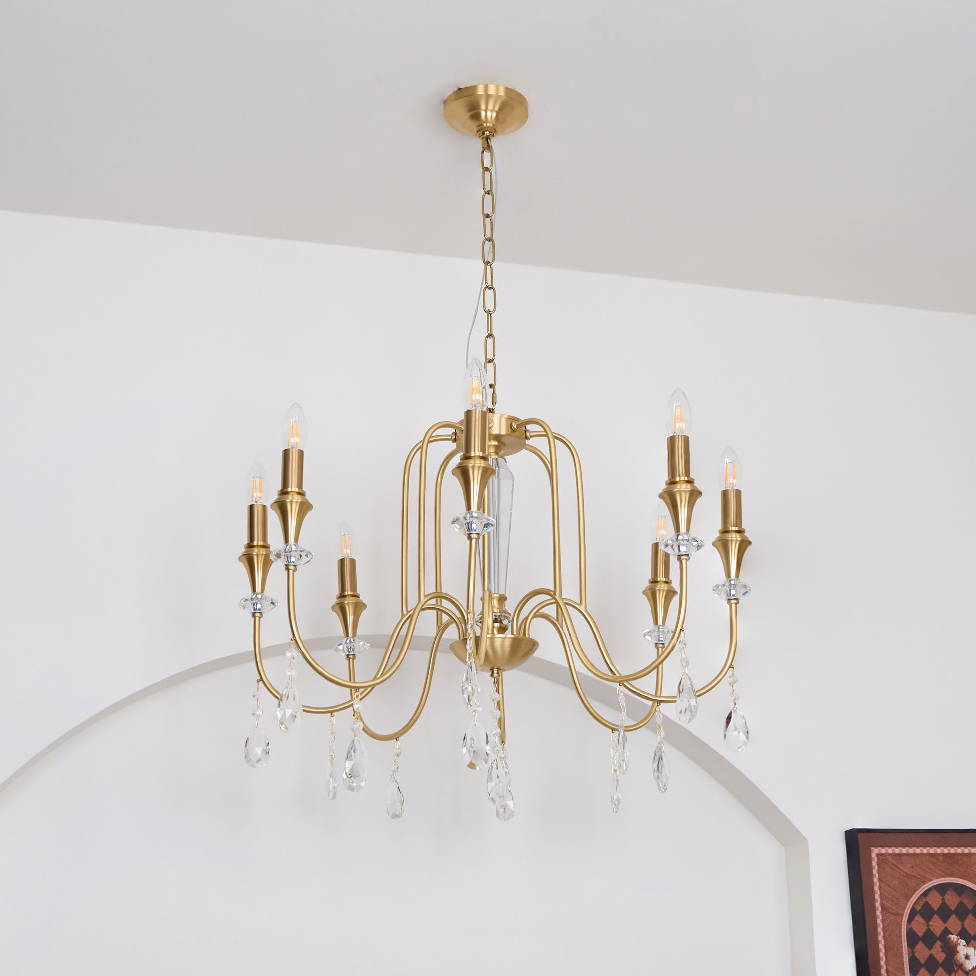 Ercararis Vintage Industrie Messing-Kristall-Kronleuchter-Letslighting
