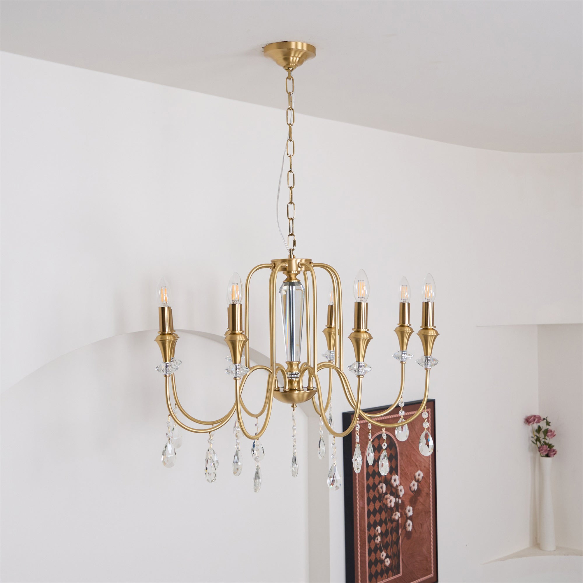 Ercararis Vintage Industrie Messing-Kristall-Kronleuchter-Letslighting