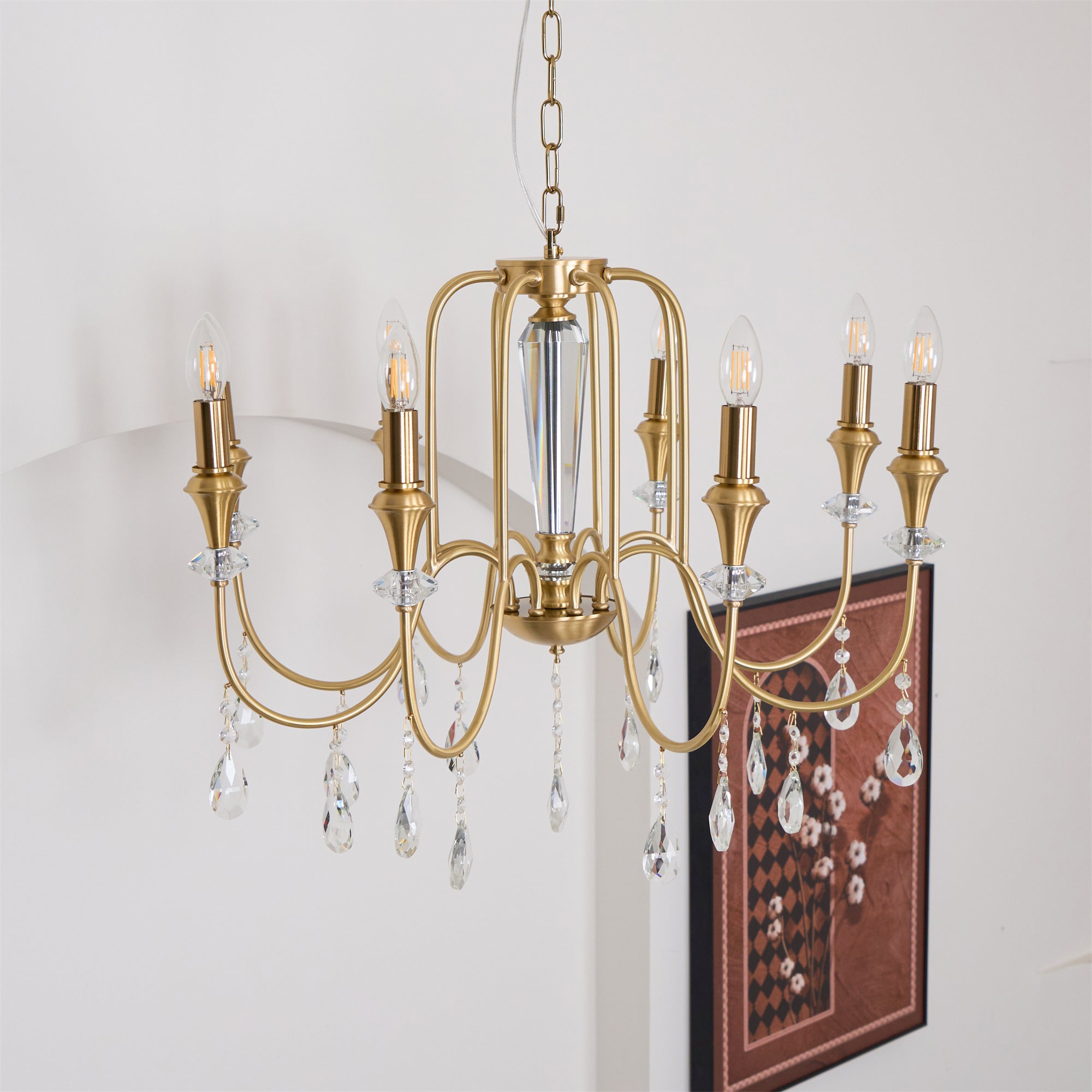 Ercararis Vintage Industrie Messing-Kristall-Kronleuchter-Letslighting
