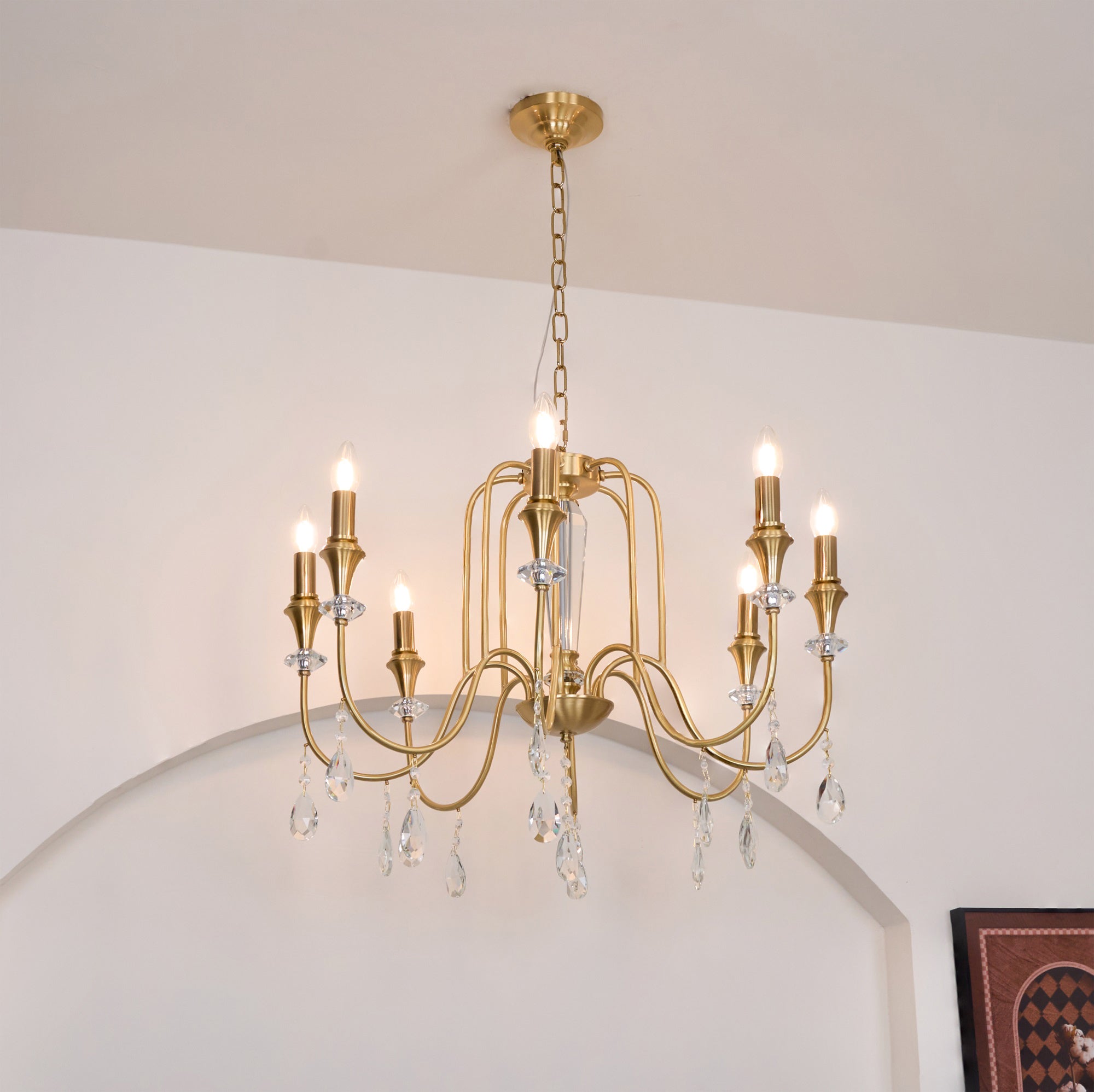 Ercararis Vintage Industrie Messing-Kristall-Kronleuchter-Letslighting