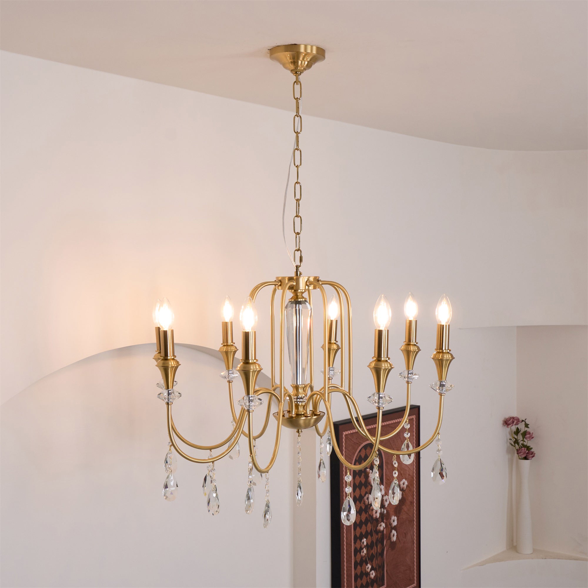 Ercararis Vintage Industrie Messing-Kristall-Kronleuchter-Letslighting