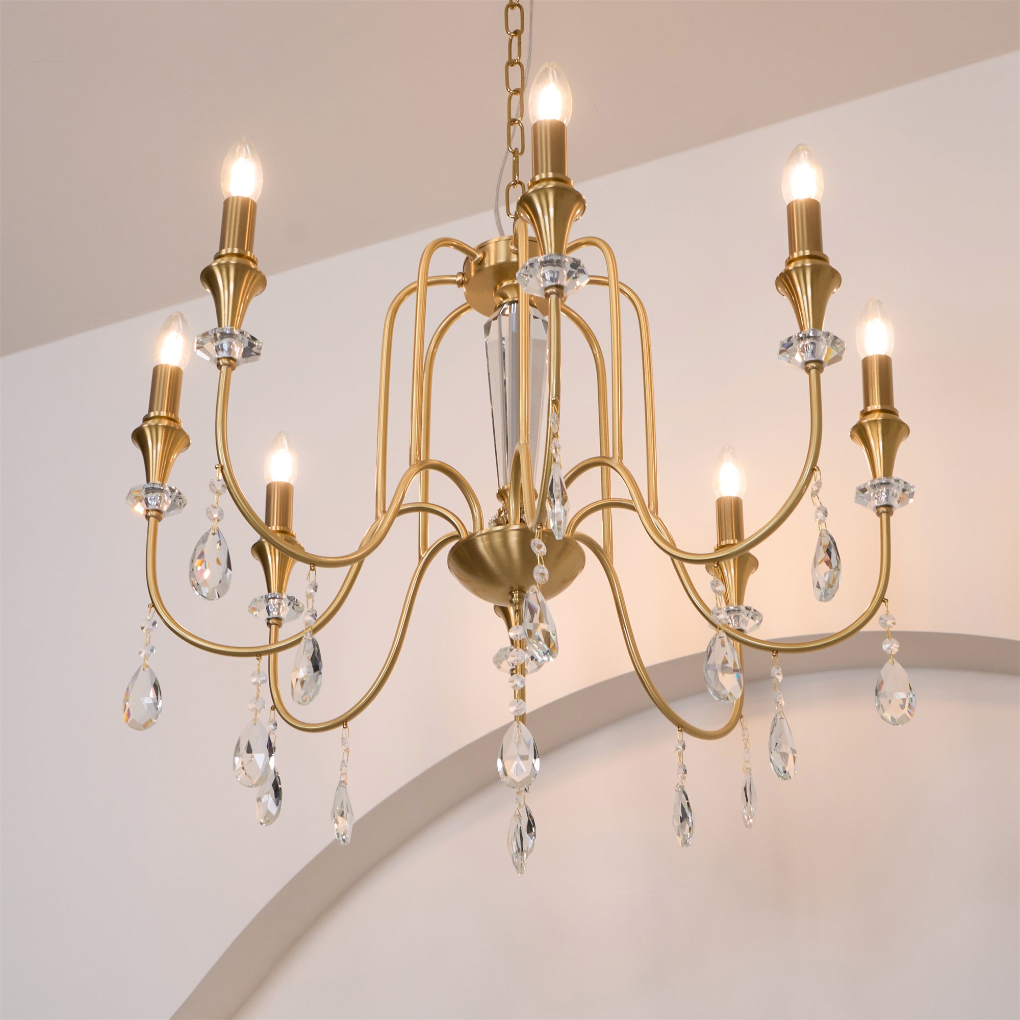 Ercararis Vintage Industrie Messing-Kristall-Kronleuchter-Letslighting