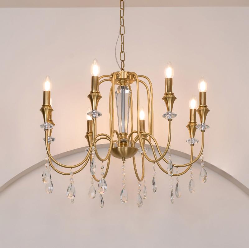 Ercararis Vintage Industrie Messing-Kristall-Kronleuchter-Letslighting