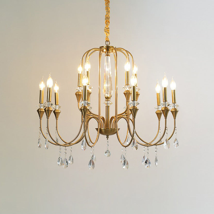 Ercararis Vintage Industrie Messing-Kristall-Kronleuchter-Letslighting