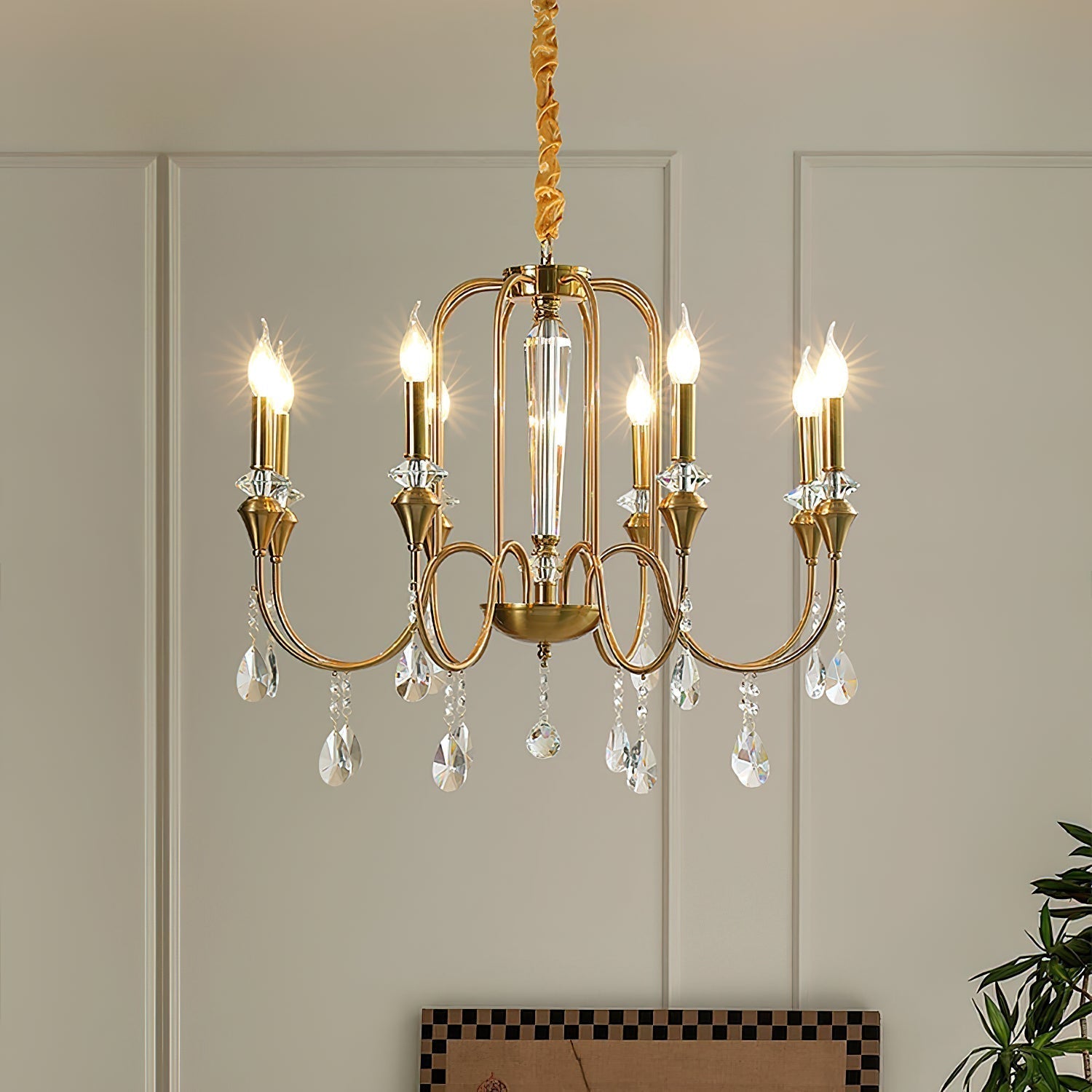 Ercararis Vintage Industrie Messing-Kristall-Kronleuchter-Letslighting