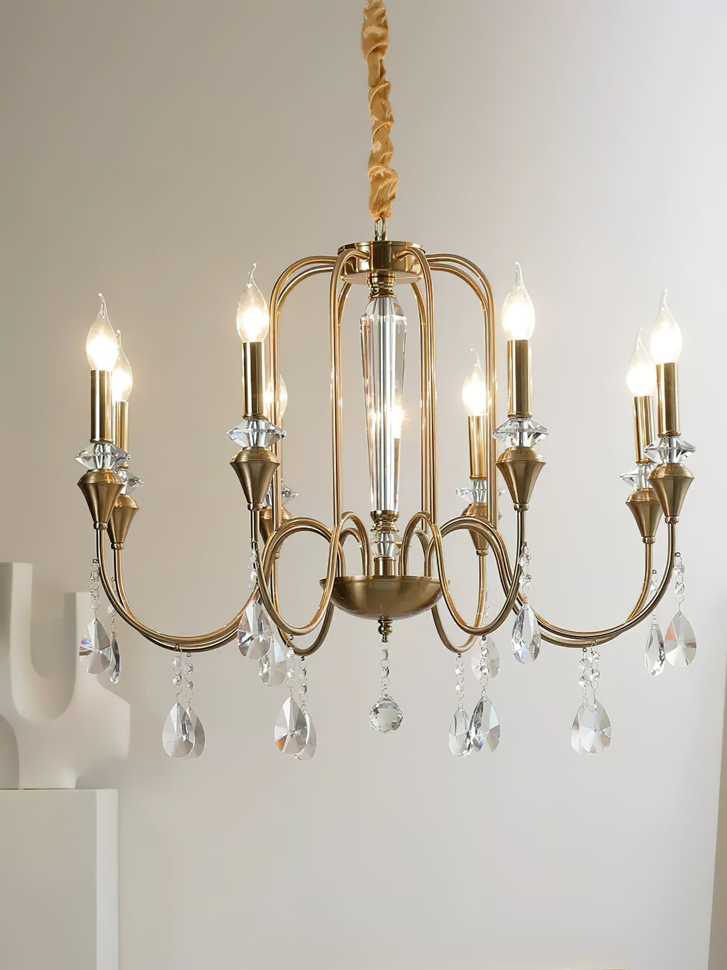 Ercararis Vintage Industrie Messing-Kristall-Kronleuchter-Letslighting