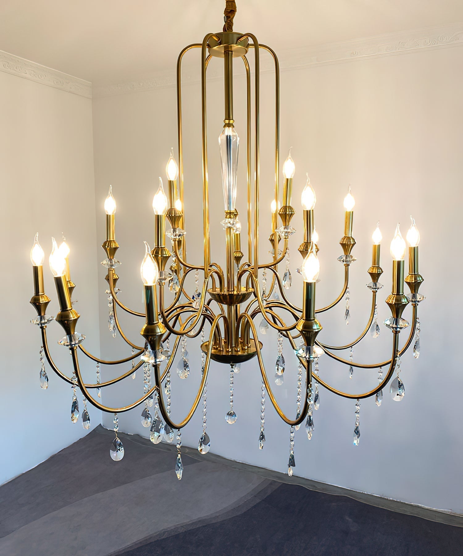 Ercararis Vintage Industrie Messing-Kristall-Kronleuchter-Letslighting
