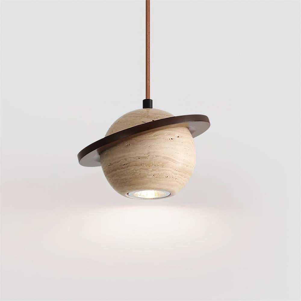 Pendant Light Travertine Planet Walnut Wood Ambient Minimalist - Letslighting