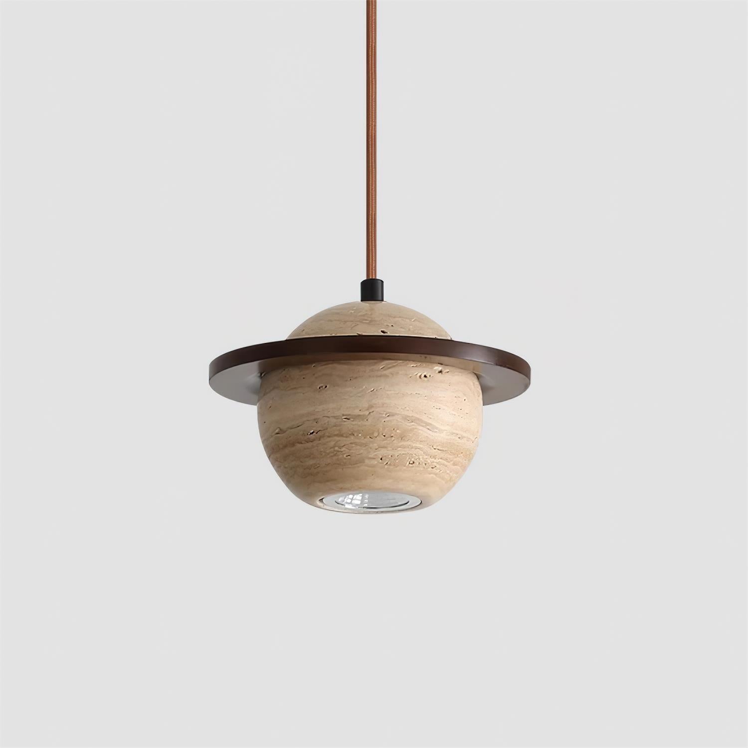 Pendant Light Travertine Planet Walnut Wood Ambient Minimalist - Letslighting