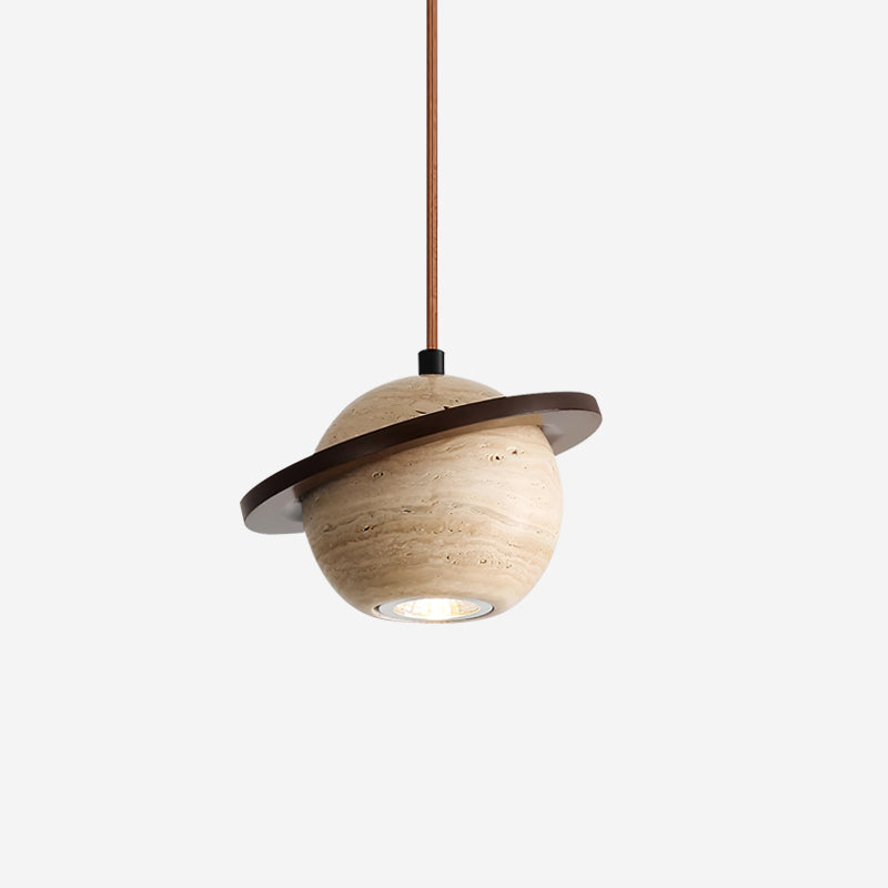 Pendant Light Travertine Planet Walnut Wood Ambient Minimalist - Letslighting