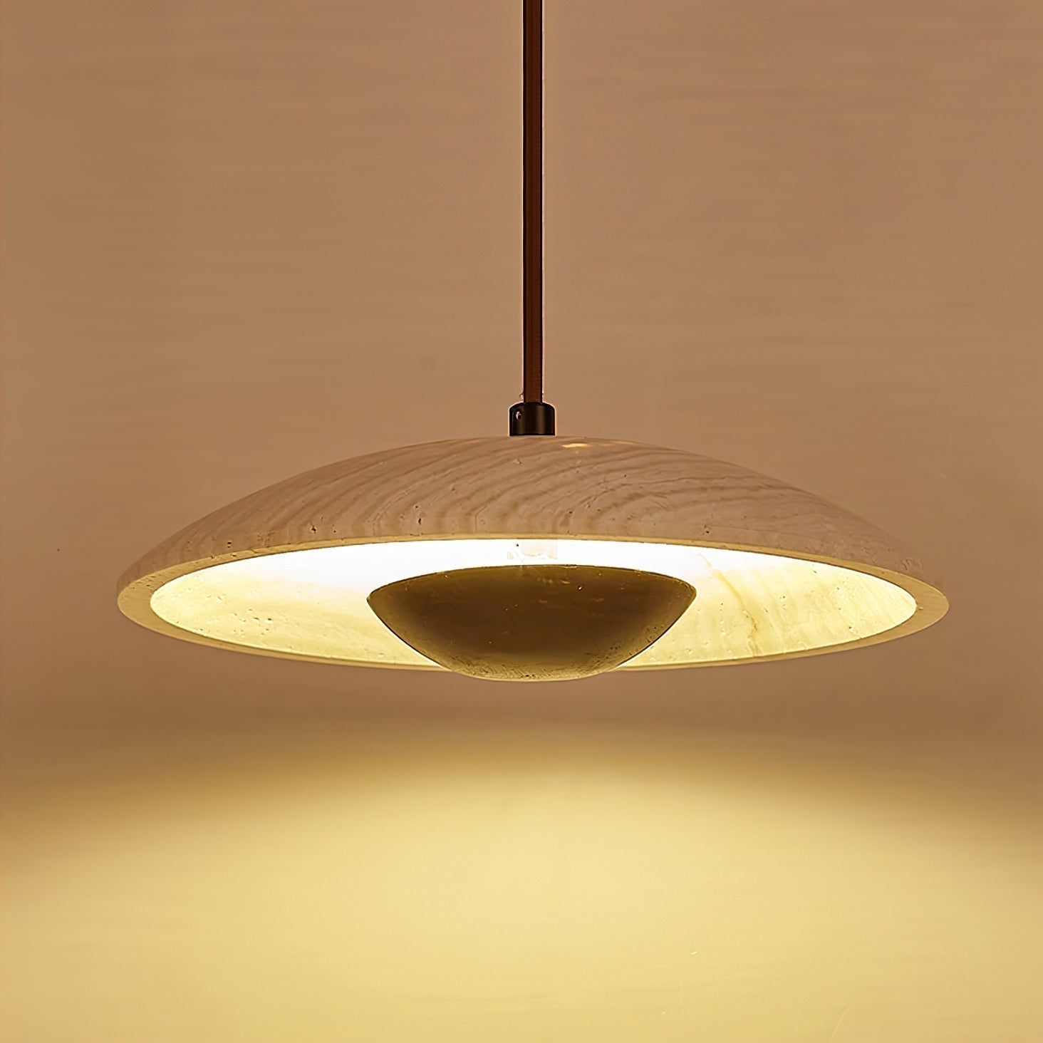 Zodore Wide-Brim Travertine Pendant Light - Neutralighting