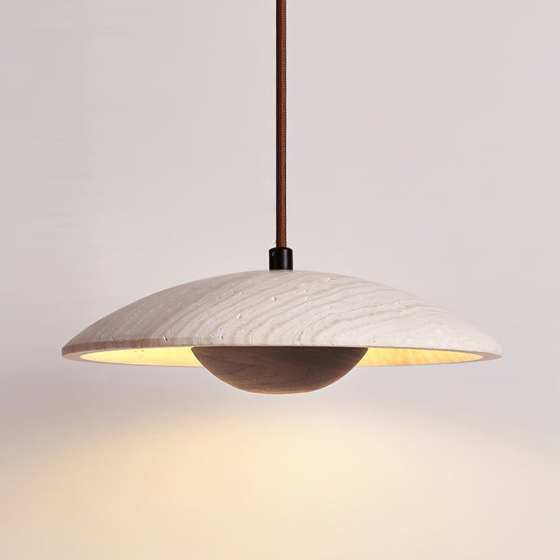Zodore Wide-Brim Travertine Pendant Light - Neutralighting