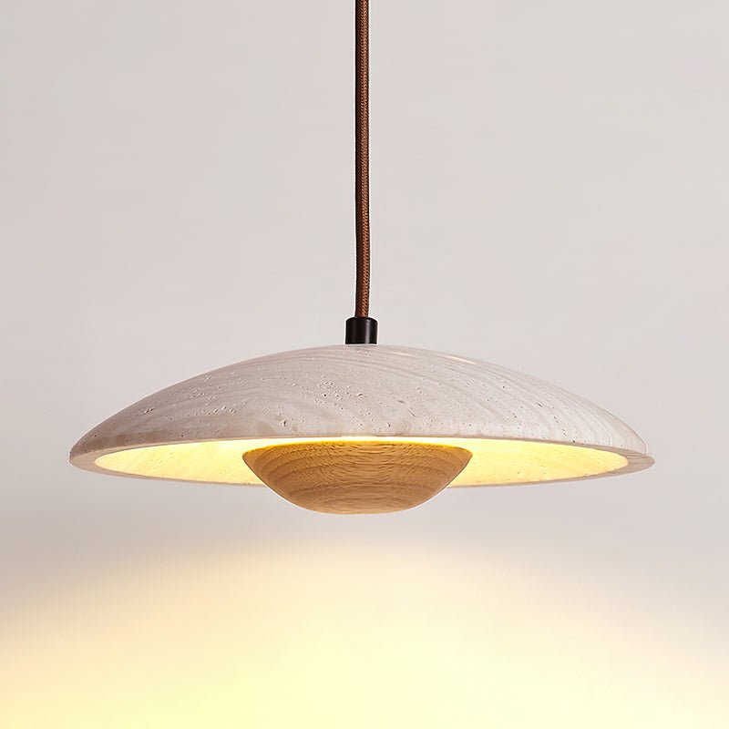 Zodore Wide-Brim Travertine Pendant Light - Neutralighting