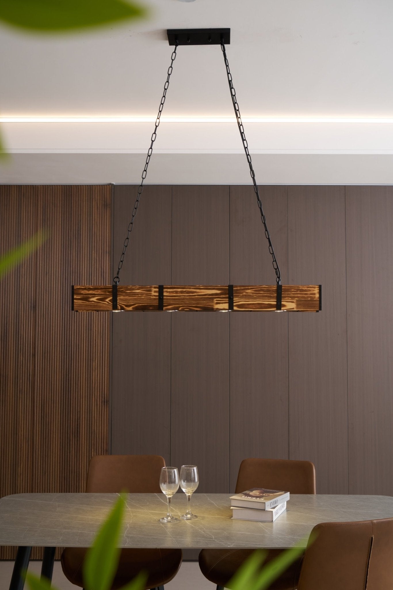Lustra Kronleuchter Pleva Linear Naturholz-Letslighting