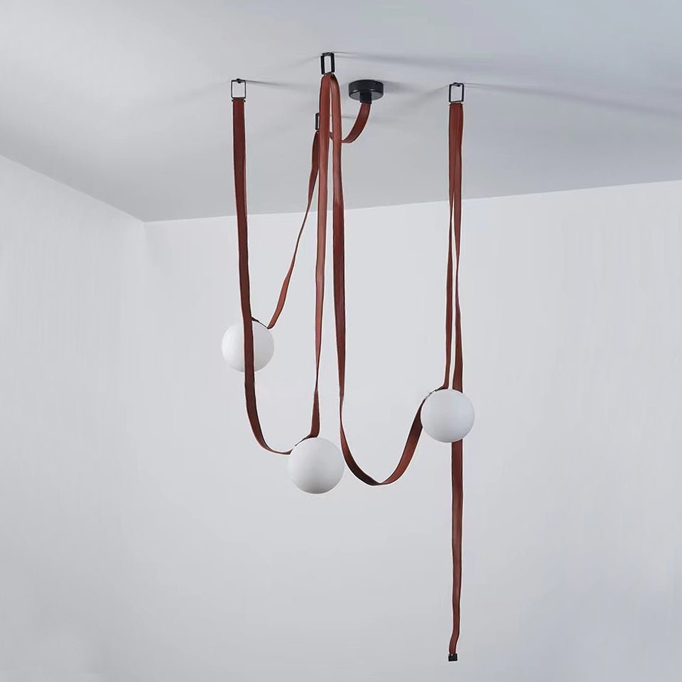 Lustra Pendelleuchte Lederriemen Glas-Letslighting