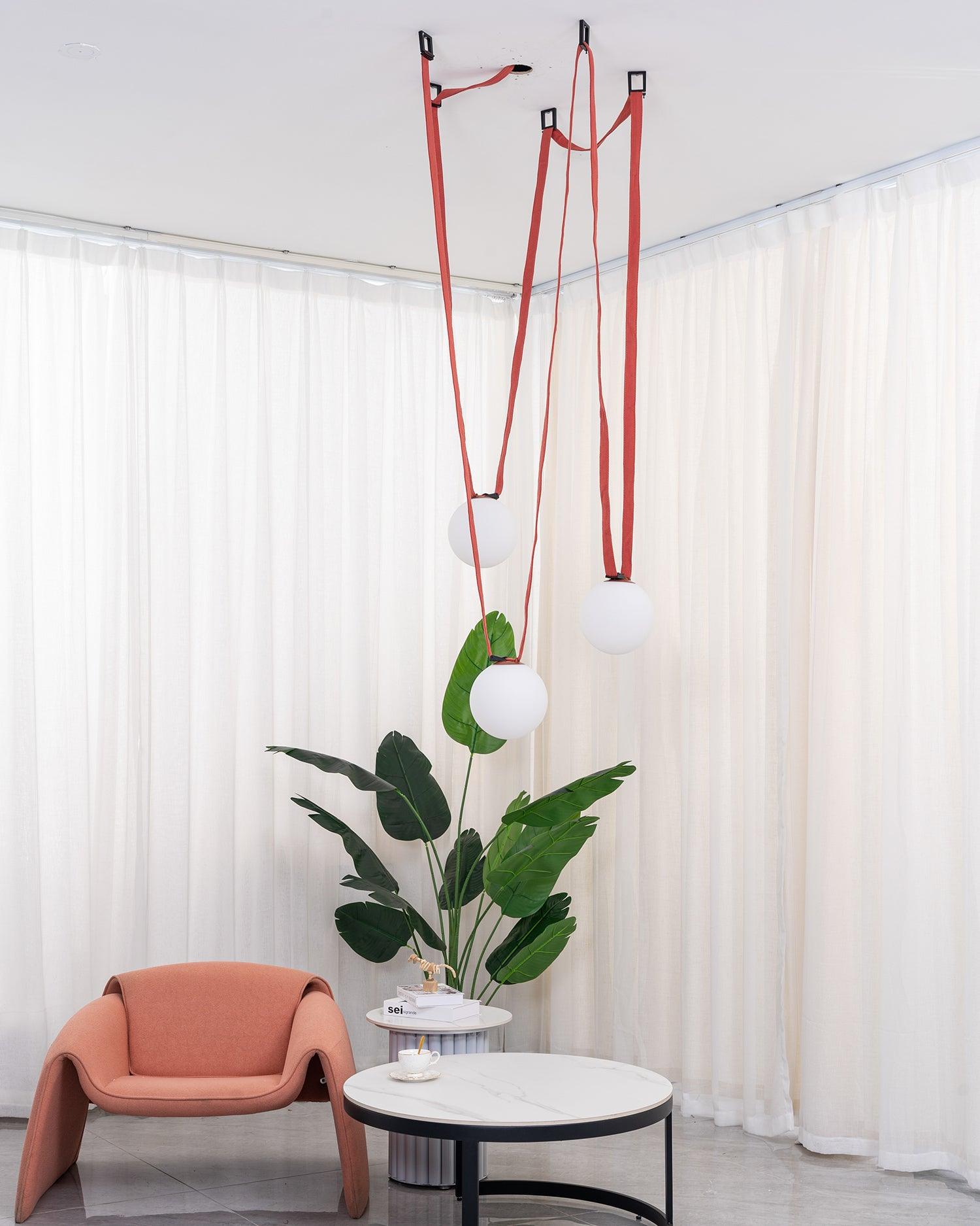 Lustra Pendelleuchte Lederriemen Glas-Letslighting