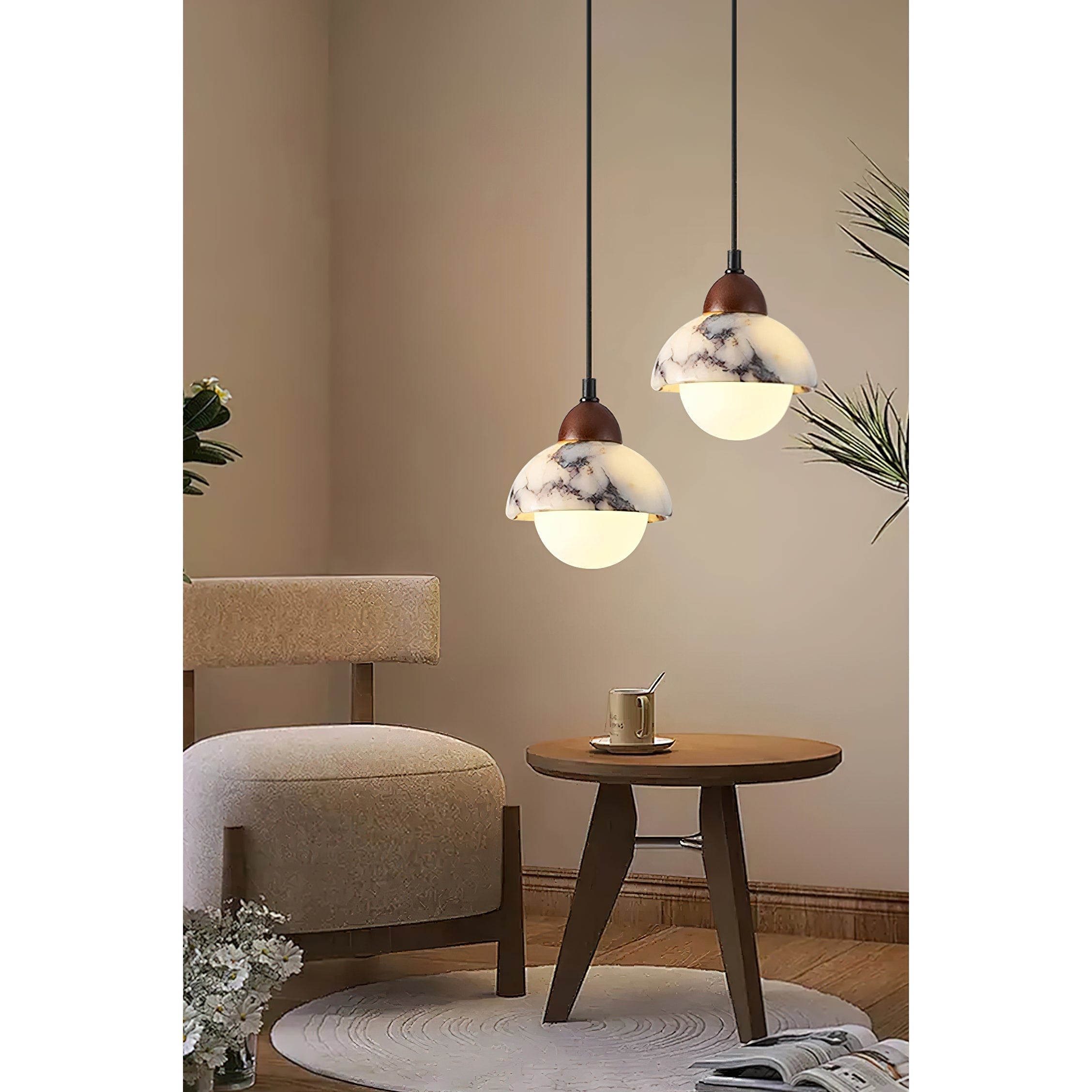 Vilaeisra Modern Minimalist Wooden Marble Pendant Lamp - Letslighting