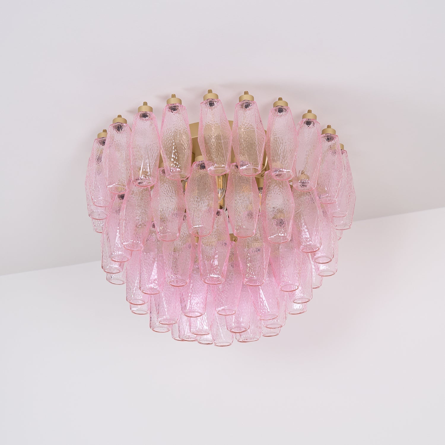 Aurora Ceiling Lamp Poliedri Pink Murano Glass Layered Flush Mount - Neutralighting