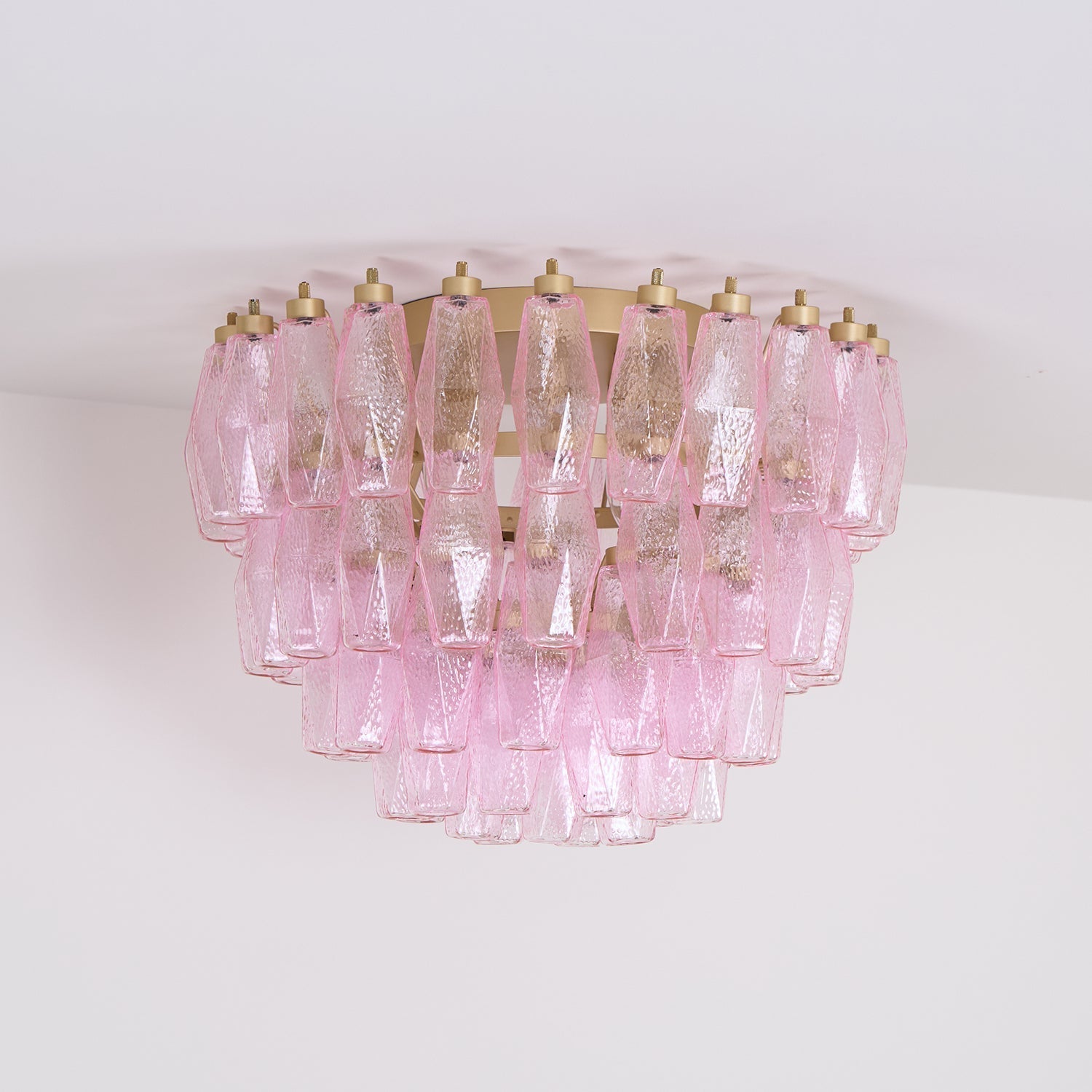 Aurora Ceiling Lamp Poliedri Pink Murano Glass Layered Flush Mount - Neutralighting