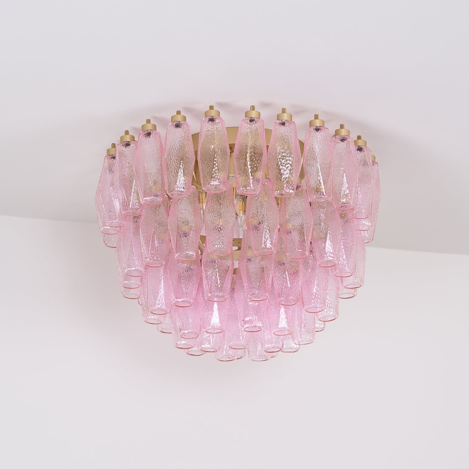 Aurora Ceiling Lamp Poliedri Pink Murano Glass Layered Flush Mount - Neutralighting