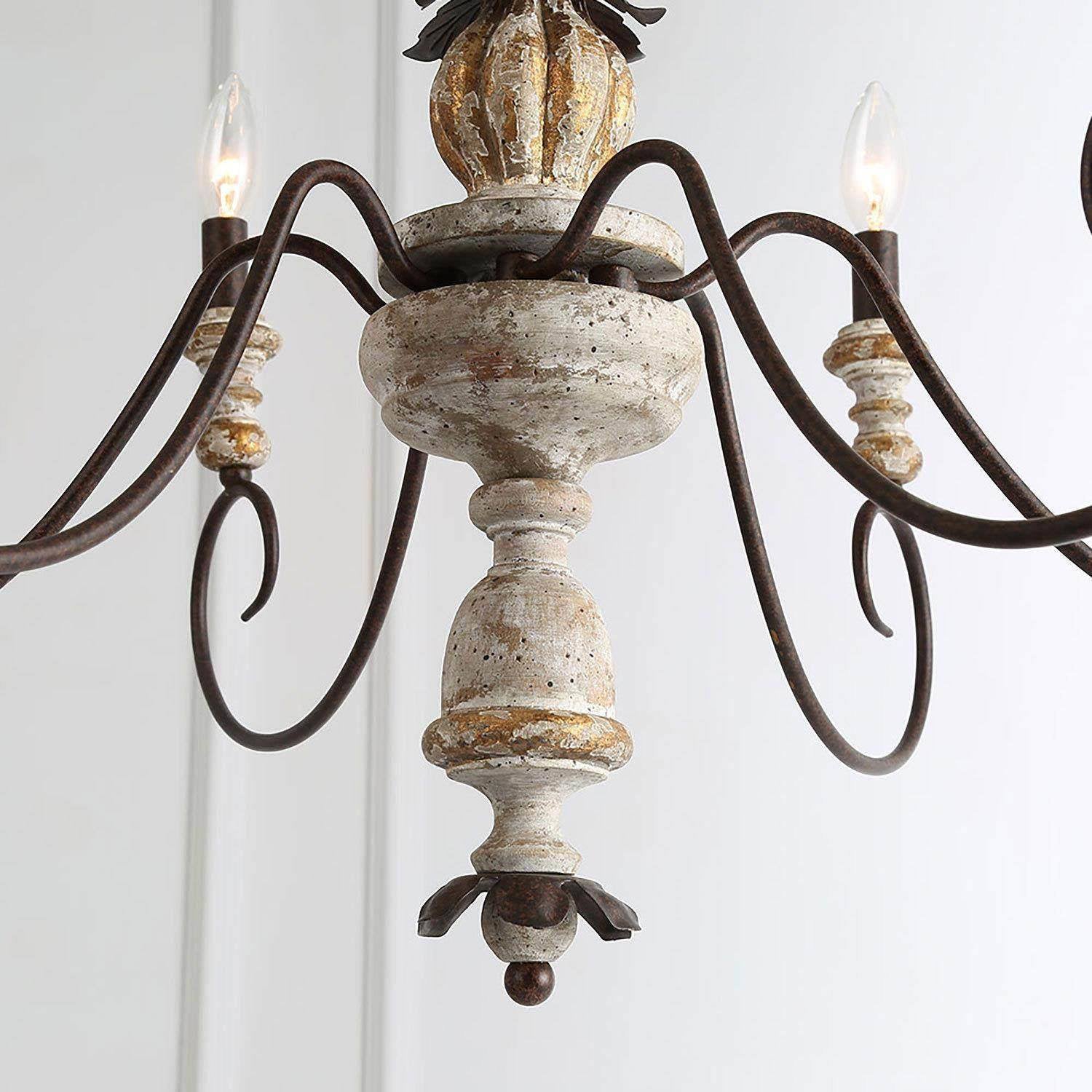 Zonorira Vintage Kronleuchter aus Holz in Kerzenform-Letslighting
