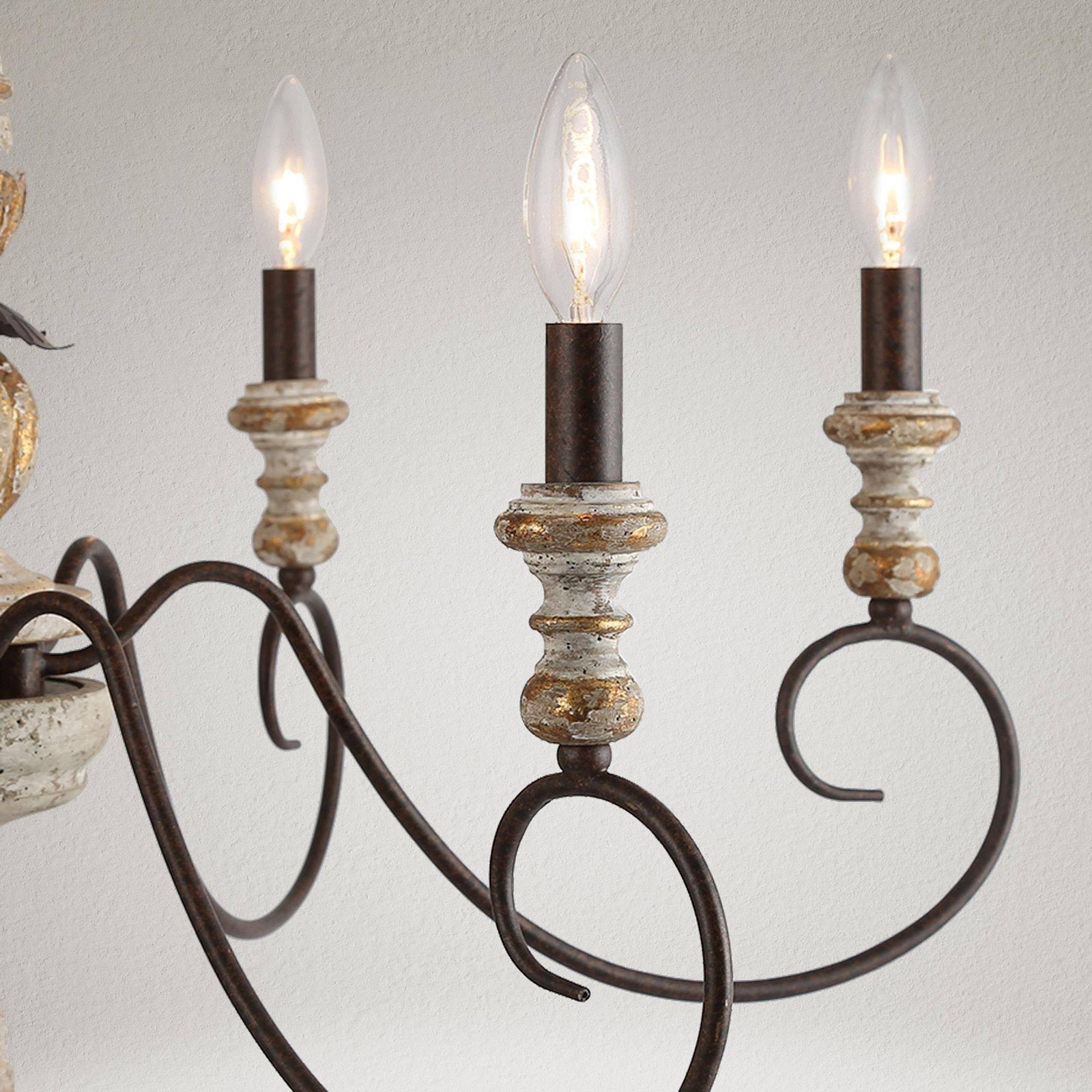 Zonorira Vintage Kronleuchter aus Holz in Kerzenform-Letslighting