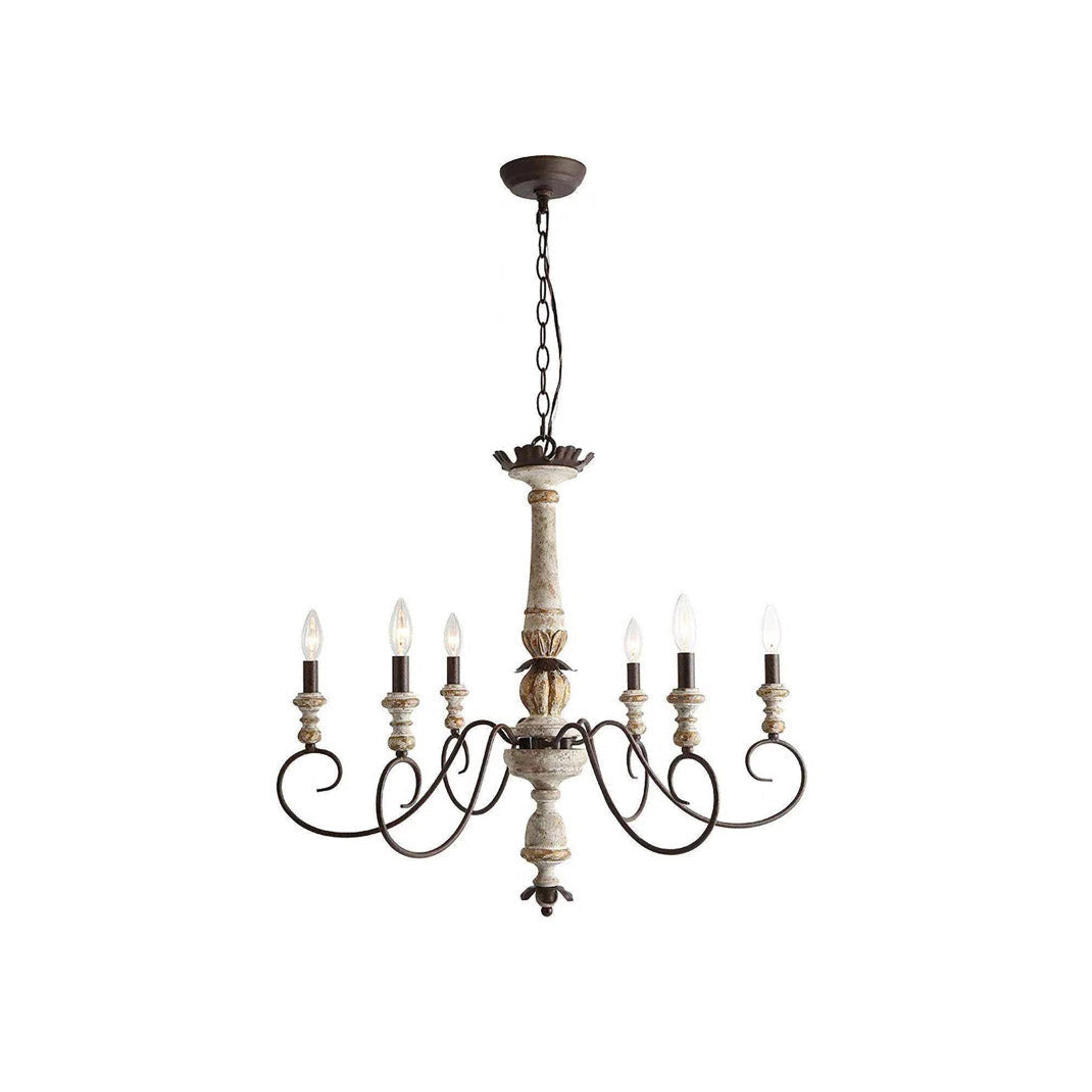 Zonorira Vintage Kronleuchter aus Holz in Kerzenform-Letslighting