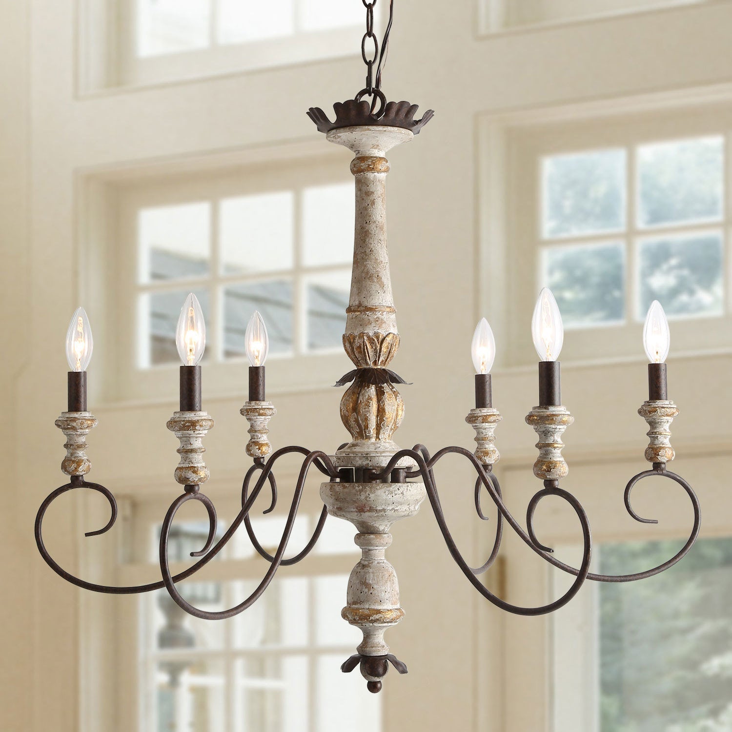 Zonorira Vintage Kronleuchter aus Holz in Kerzenform-Letslighting