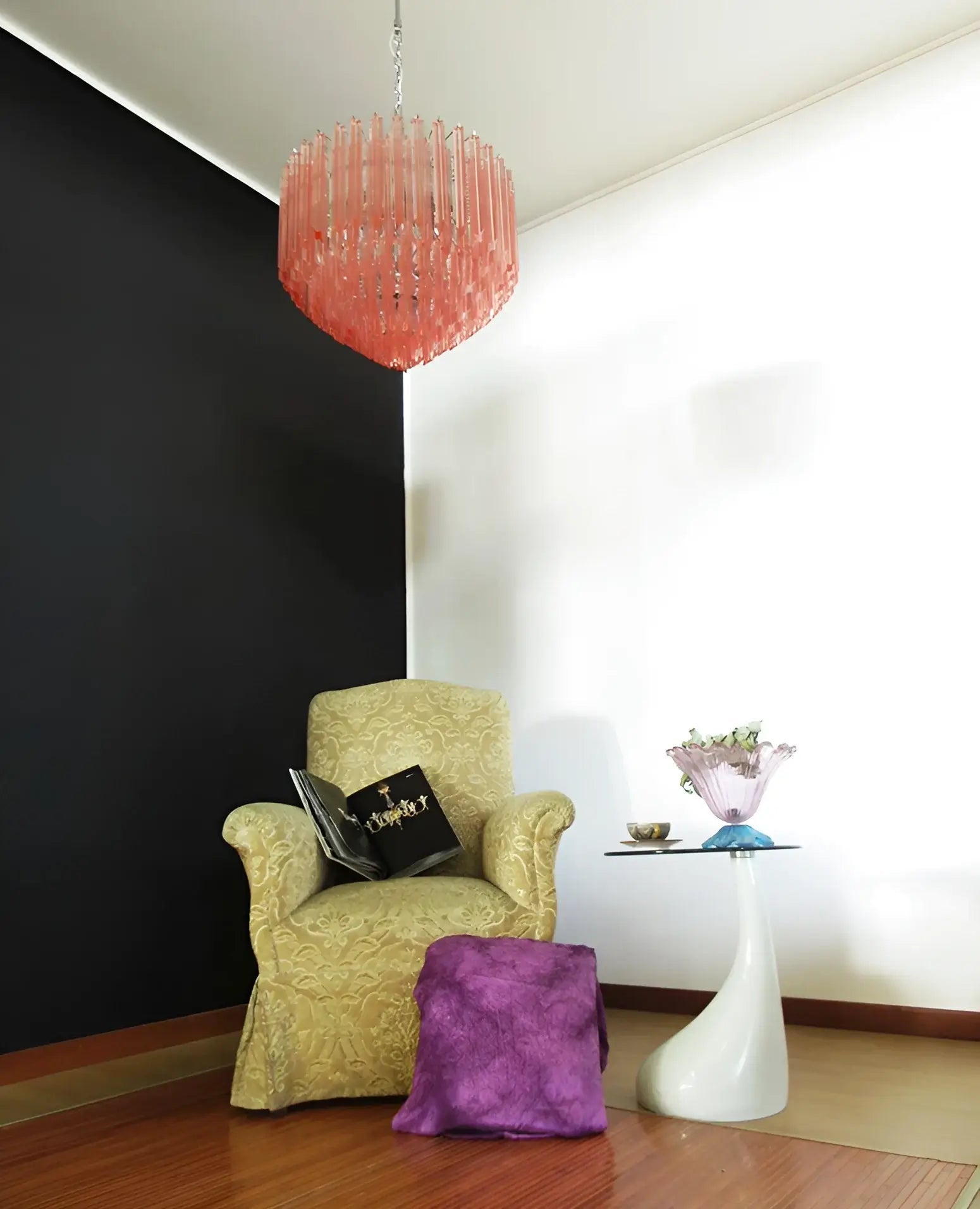 Aurora Chandelier Pink Glass Prisms Geometric - Neutralighting