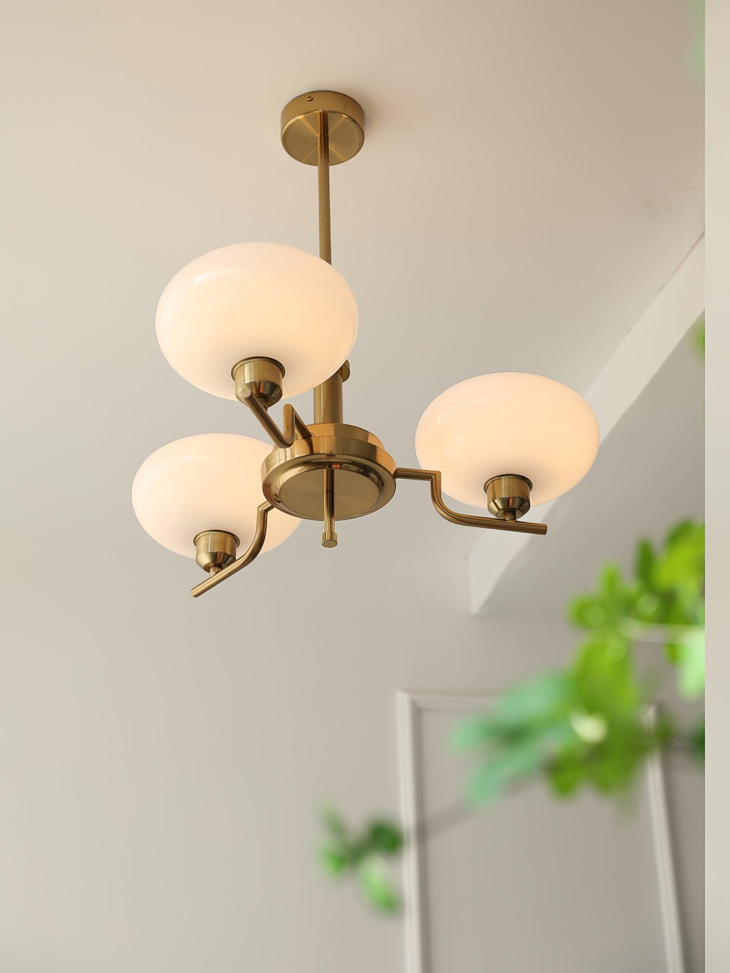 Lustra Glaskugel Pendelleuchte Messingrahmen-Letslighting